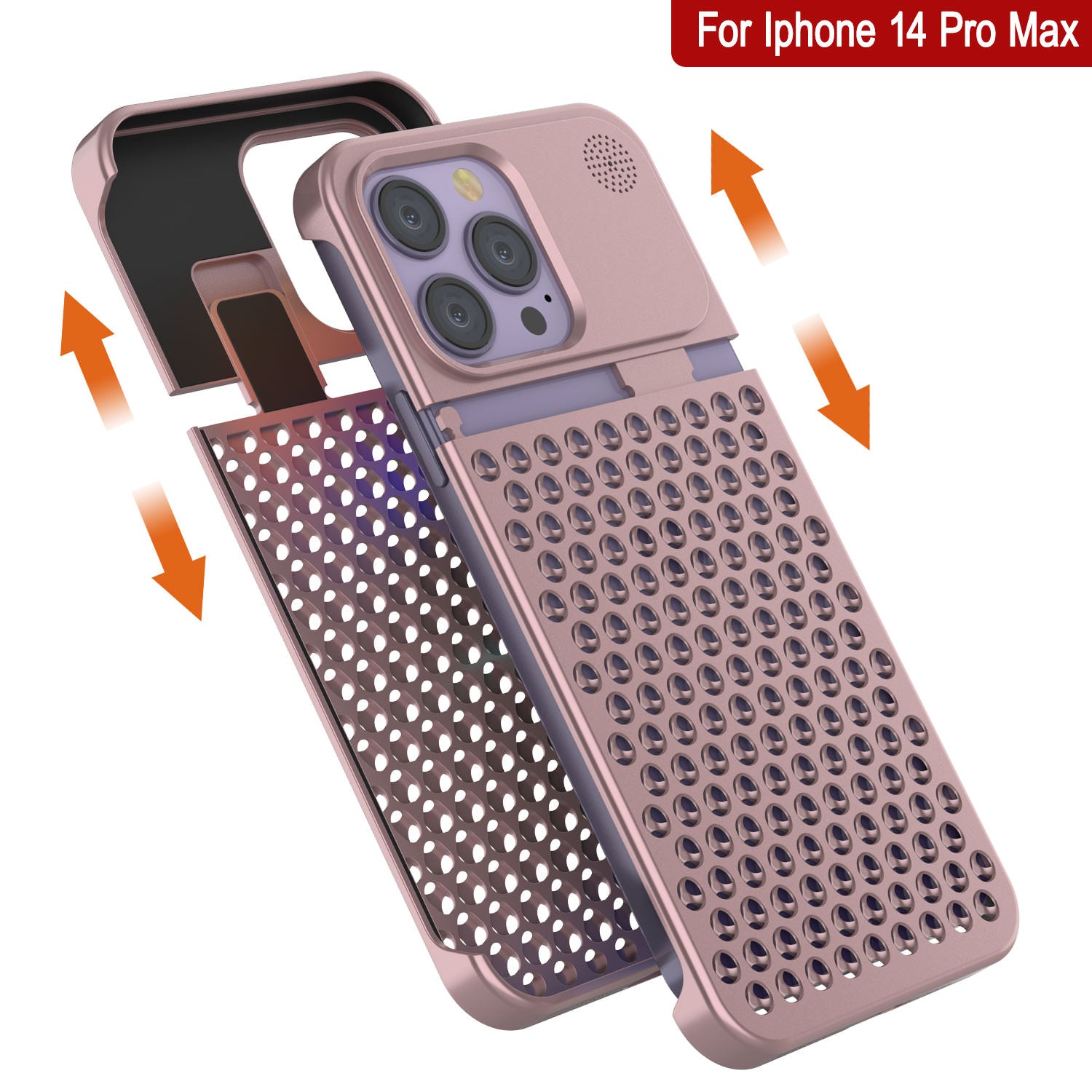 PunkCase for iPhone 14 Pro Max Aluminum Alloy Case [Fortifier Extreme Series] Ultra Durable Cover [Rose-Gold]