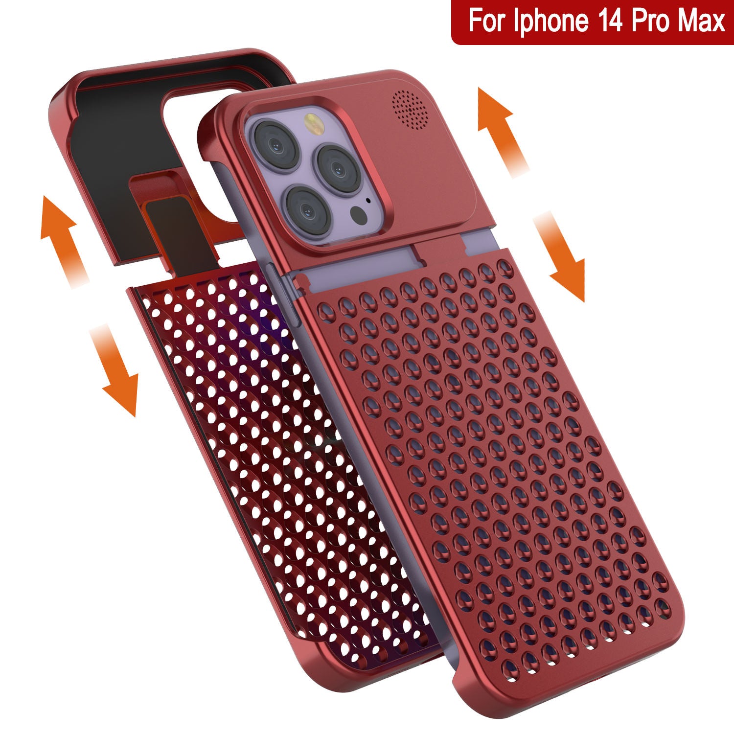 PunkCase for iPhone 14 Pro Max Aluminum Alloy Case [Fortifier Extreme Series] Ultra Durable Cover [Red]