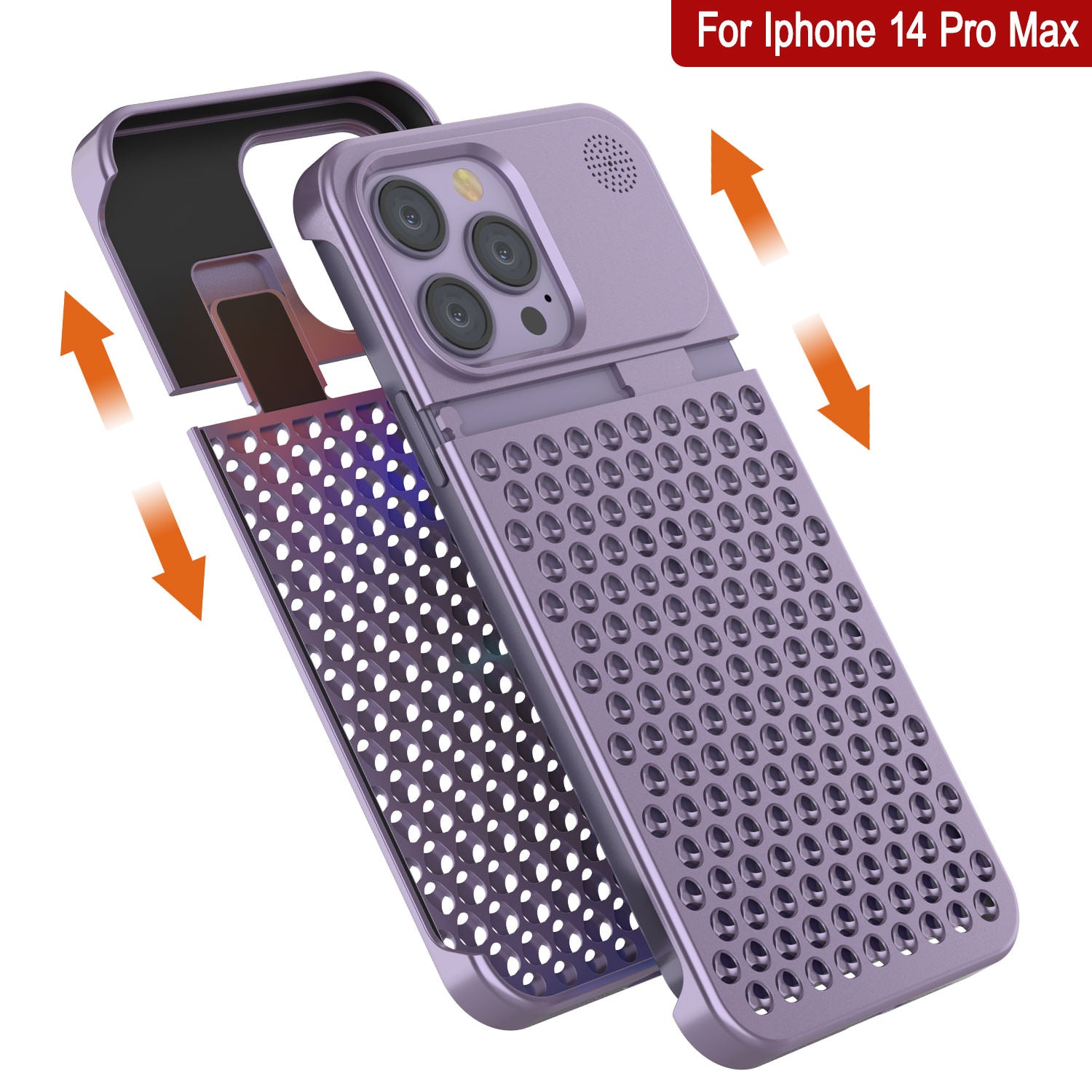 PunkCase for iPhone 14 Pro Max Aluminum Alloy Case [Fortifier Extreme Series] Ultra Durable Cover [Liliac]