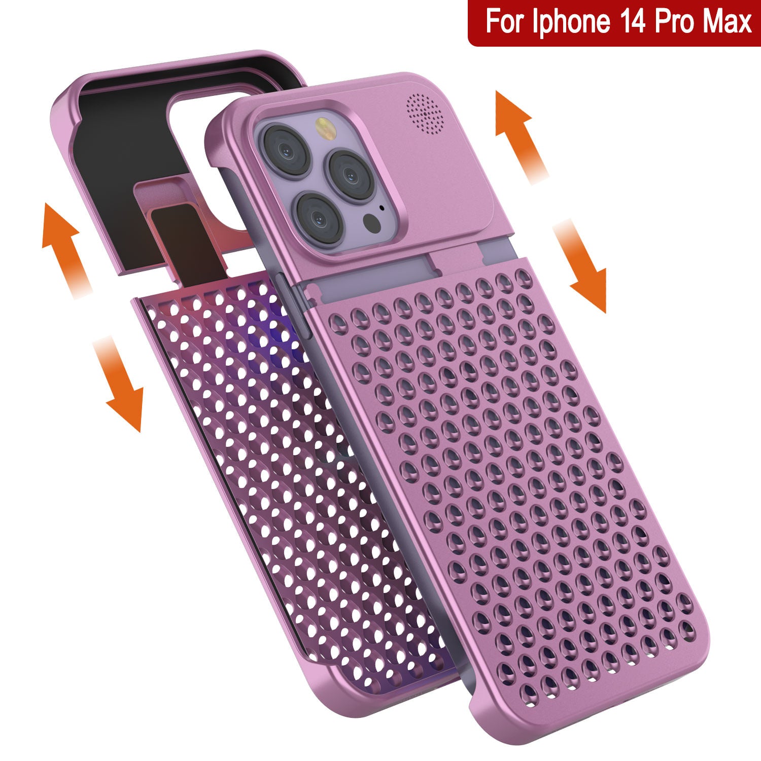PunkCase for iPhone 14 Pro Max Aluminum Alloy Case [Fortifier Extreme Series] Ultra Durable Cover [Pink]