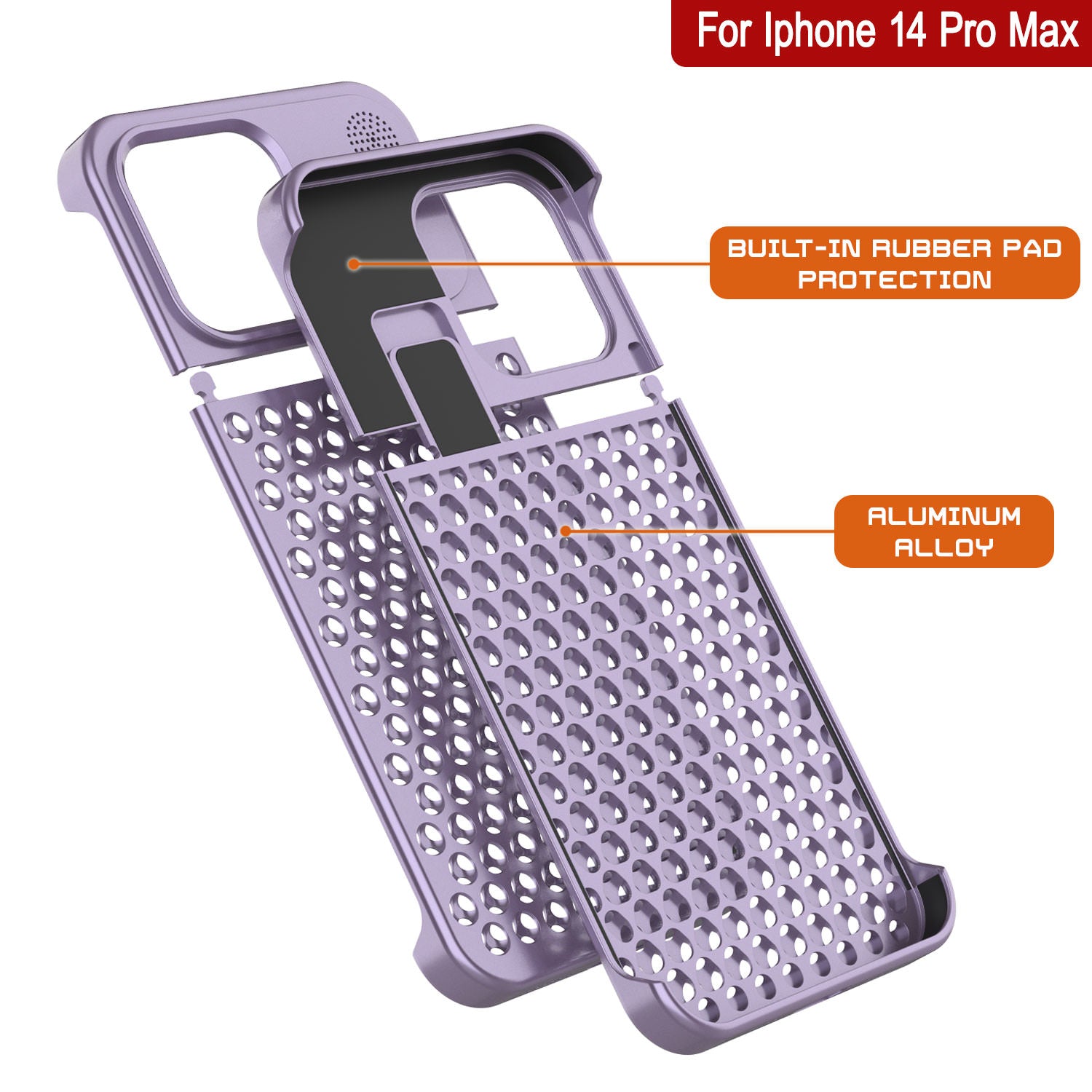 PunkCase for iPhone 14 Pro Max Aluminum Alloy Case [Fortifier Extreme Series] Ultra Durable Cover [Liliac]