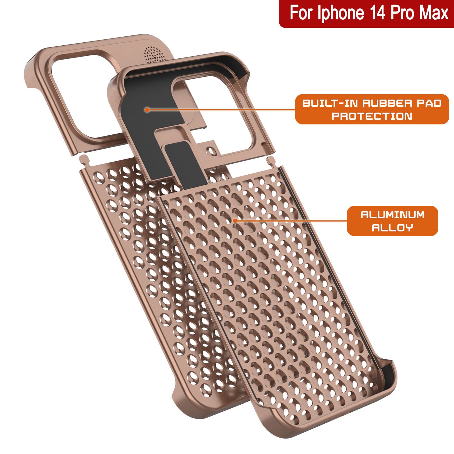 PunkCase for iPhone 14 Pro Max Aluminum Alloy Case [Fortifier Extreme Series] Ultra Durable Cover [Bronze]