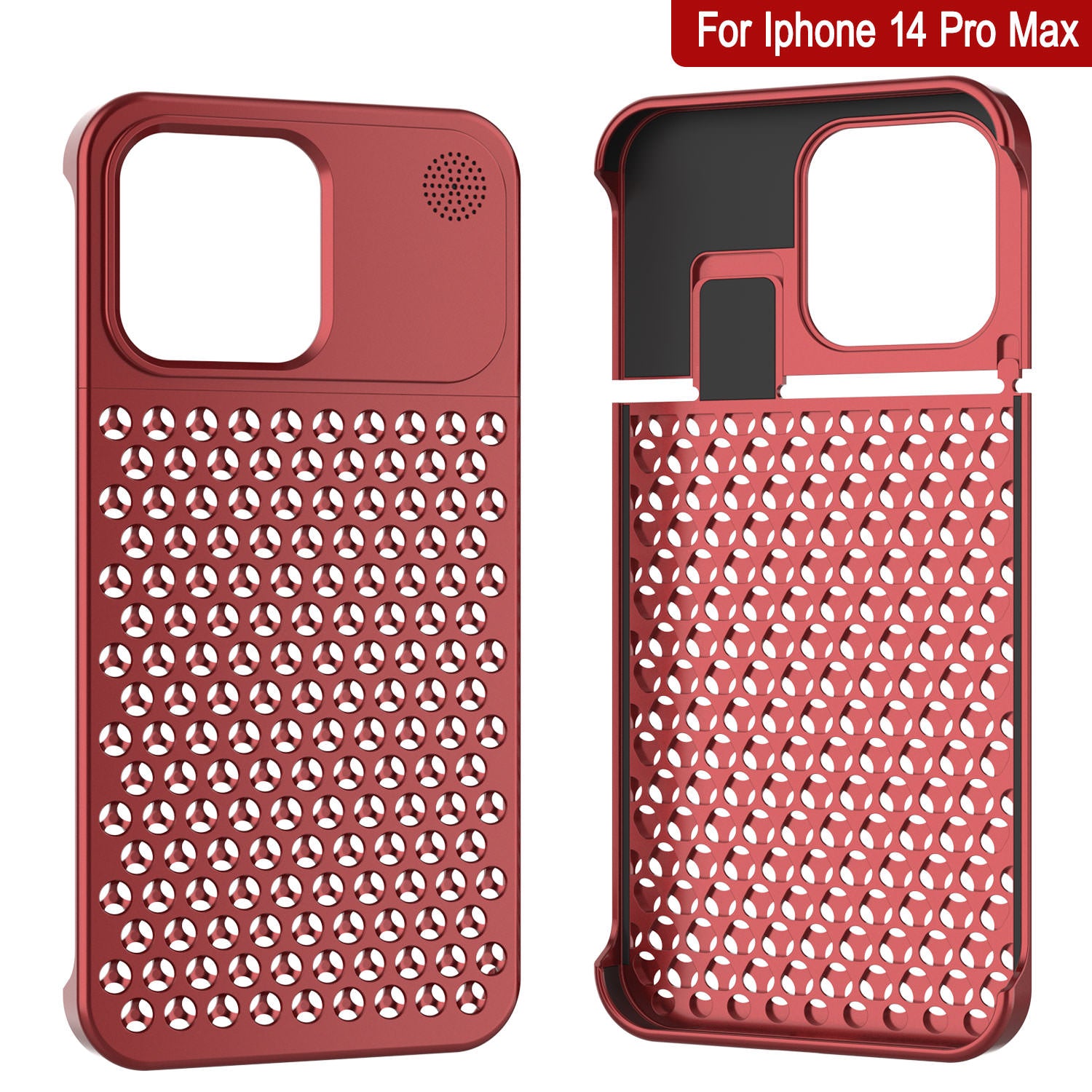 PunkCase for iPhone 14 Pro Max Aluminum Alloy Case [Fortifier Extreme Series] Ultra Durable Cover [Red]
