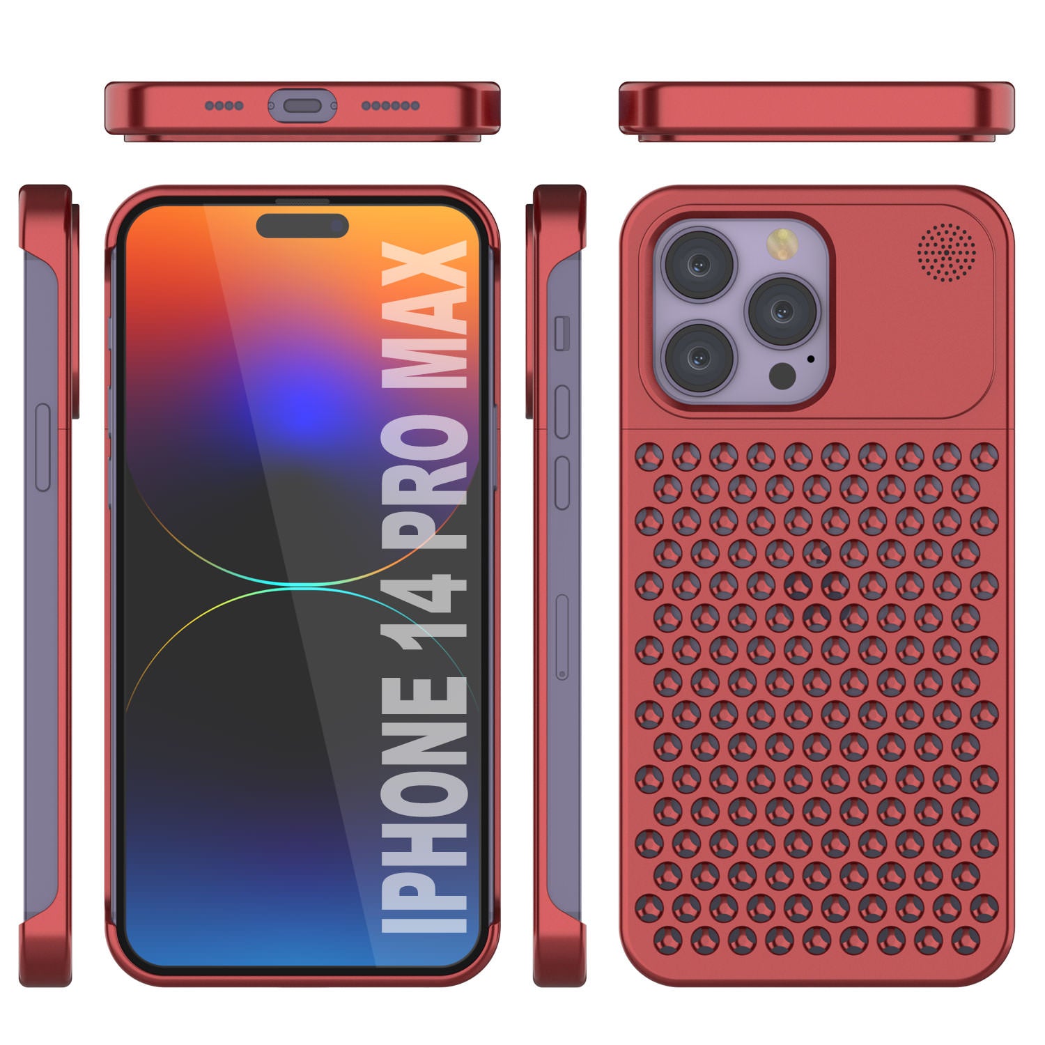 PunkCase for iPhone 14 Pro Max Aluminum Alloy Case [Fortifier Extreme Series] Ultra Durable Cover [Red]