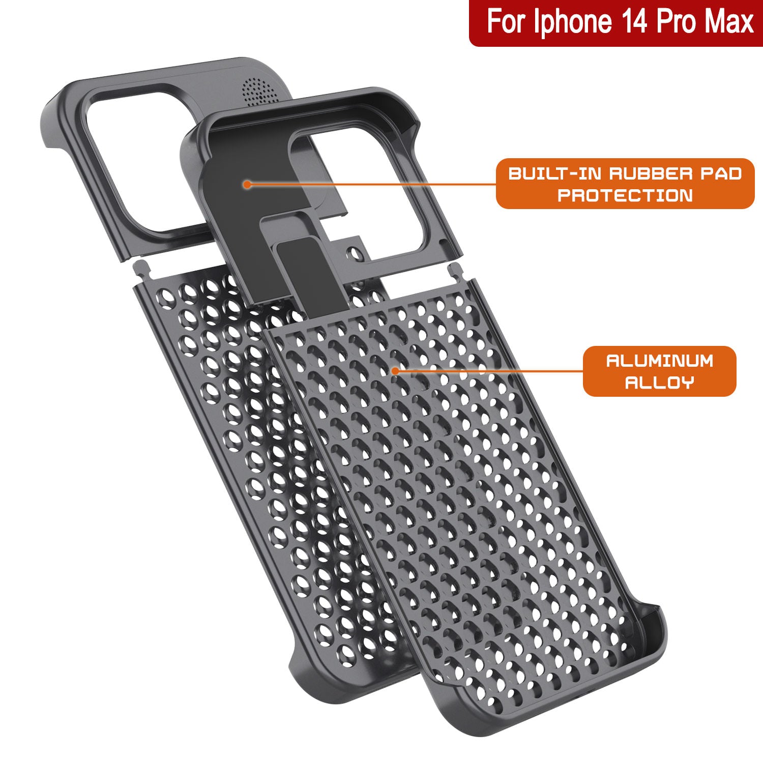 PunkCase for iPhone 14 Pro Max Aluminum Alloy Case [Fortifier Extreme Series] Ultra Durable Cover [Grey]