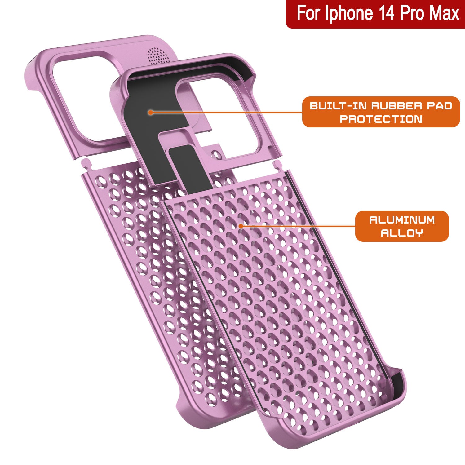 PunkCase for iPhone 14 Pro Max Aluminum Alloy Case [Fortifier Extreme Series] Ultra Durable Cover [Pink]
