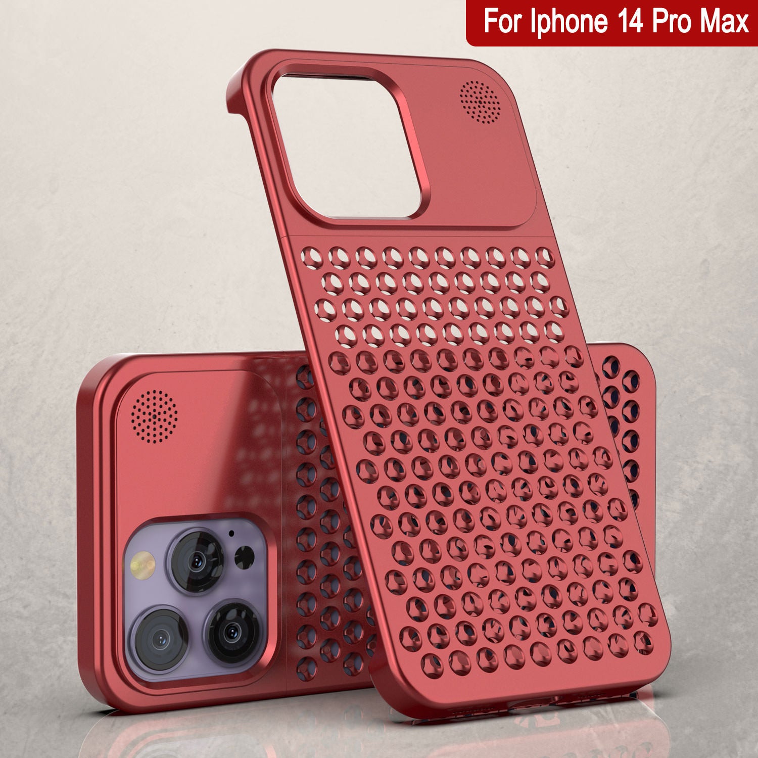 PunkCase for iPhone 14 Pro Max Aluminum Alloy Case [Fortifier Extreme Series] Ultra Durable Cover [Red]