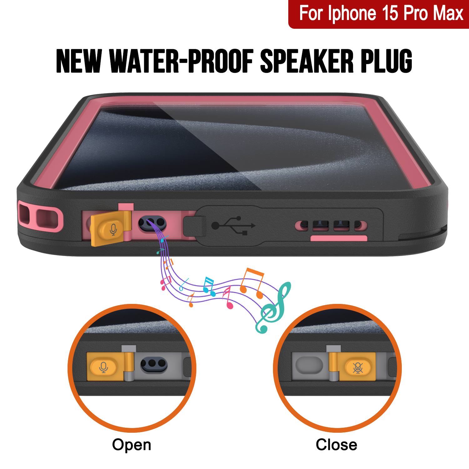 iPhone 15 Pro Max Waterproof Case [Kickstud 2.0 Seriess] Protective IP68 Cover W/Screen Protector & Kickstand [Pink]