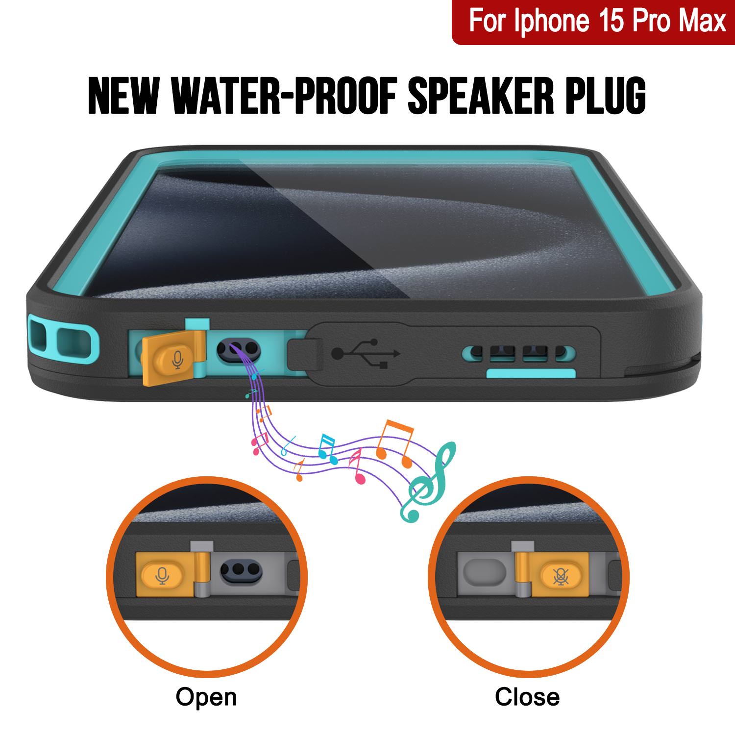 iPhone 15 Pro Max Waterproof Case [Kickstud 2.0 Seriess] Protective IP68 Cover W/Screen Protector & Kickstand [Teal]