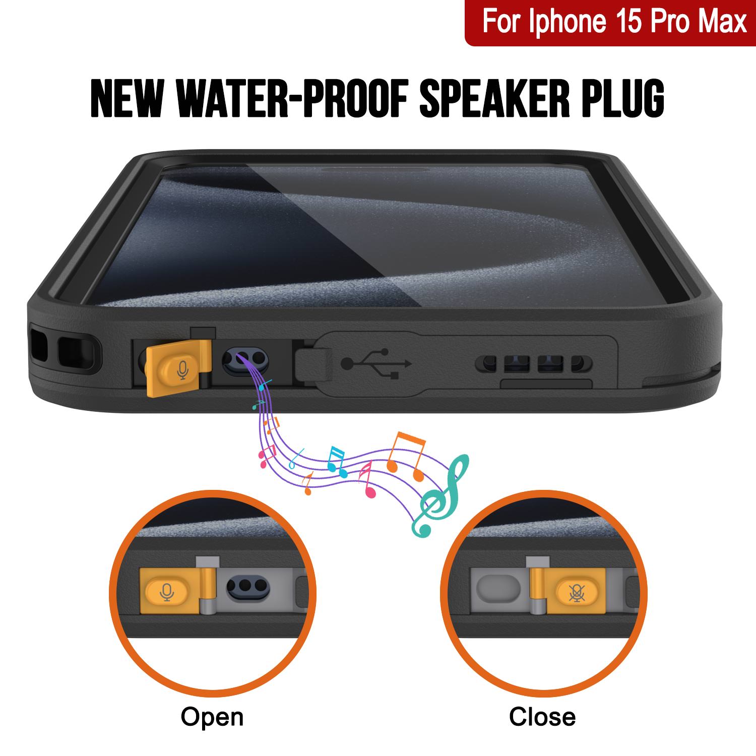 iPhone 15 Pro Max Waterproof Case [Kickstud 2.0 Seriess] Protective IP68 Cover W/Screen Protector & Kickstand (Black)