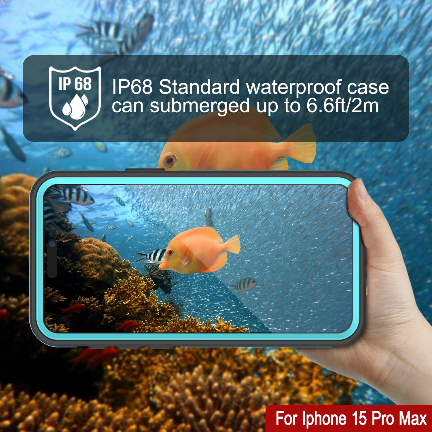 iPhone 15 Pro Max Waterproof Case [Kickstud 2.0 Seriess] Protective IP68 Cover W/Screen Protector & Kickstand [Teal]