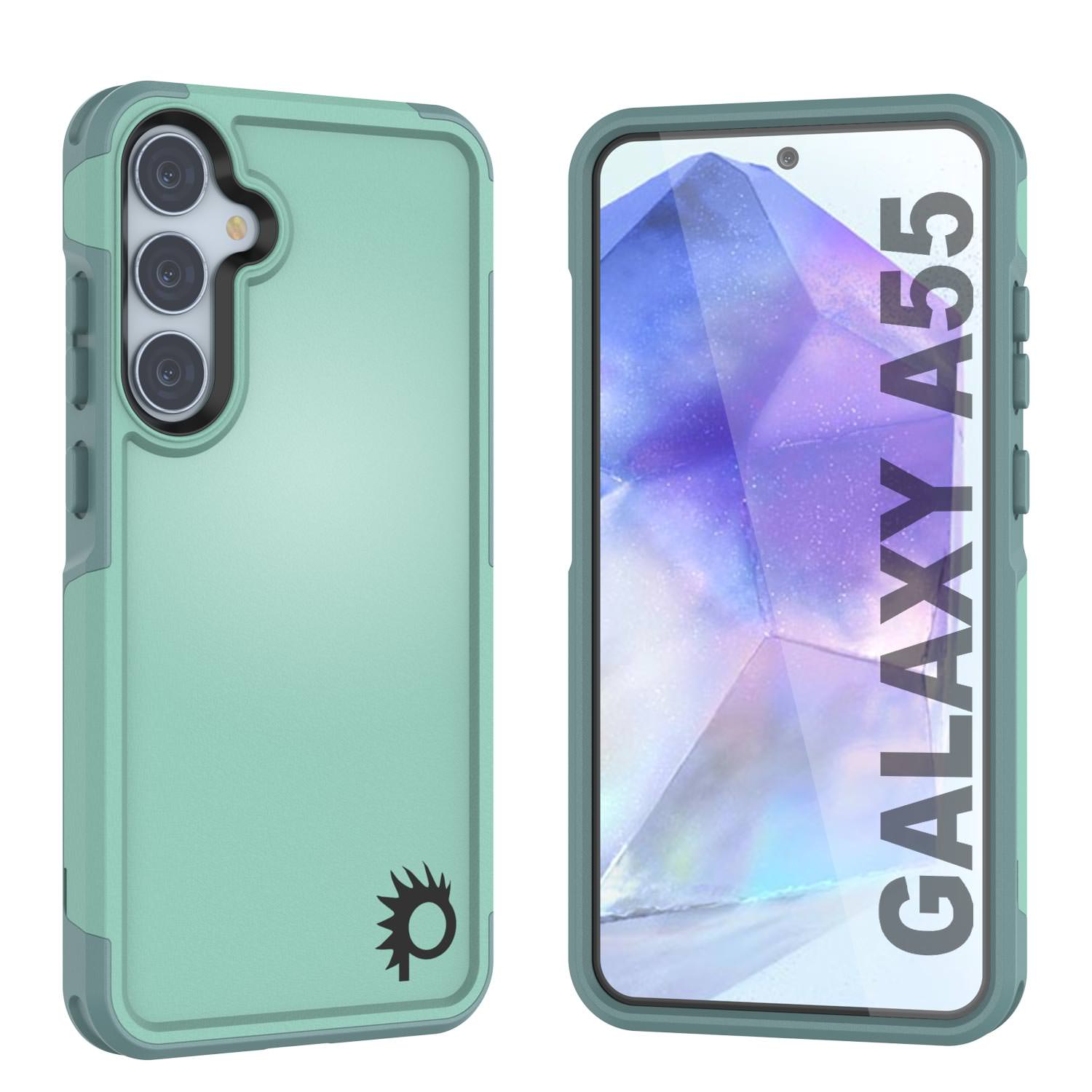 PunkCase Galaxy A55 Case, [Spartan 2.0 Series] Clear Rugged Heavy Duty Cover [Teal]