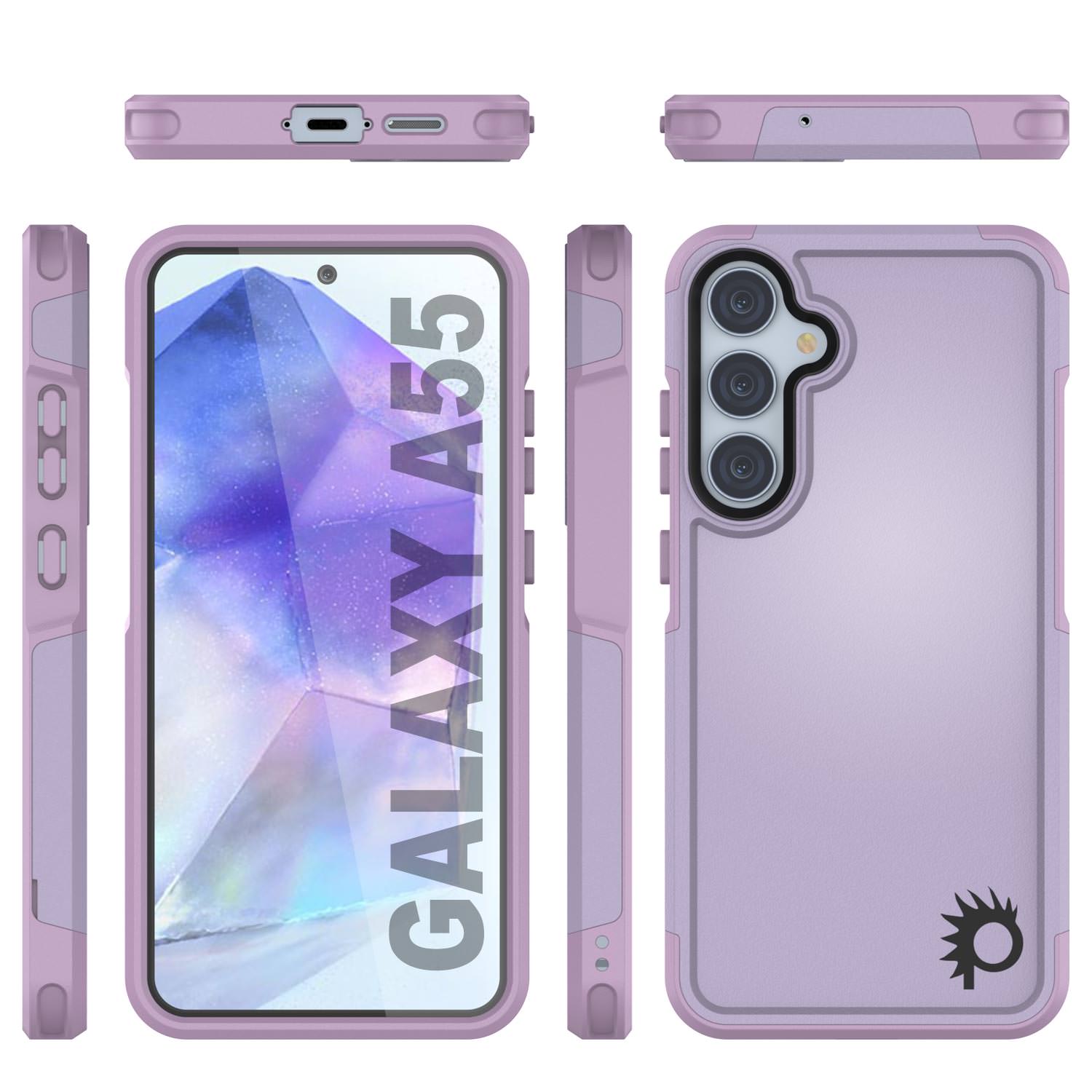 PunkCase Galaxy A55 Case, [Spartan 2.0 Series] Clear Rugged Heavy Duty Cover [Lilac]