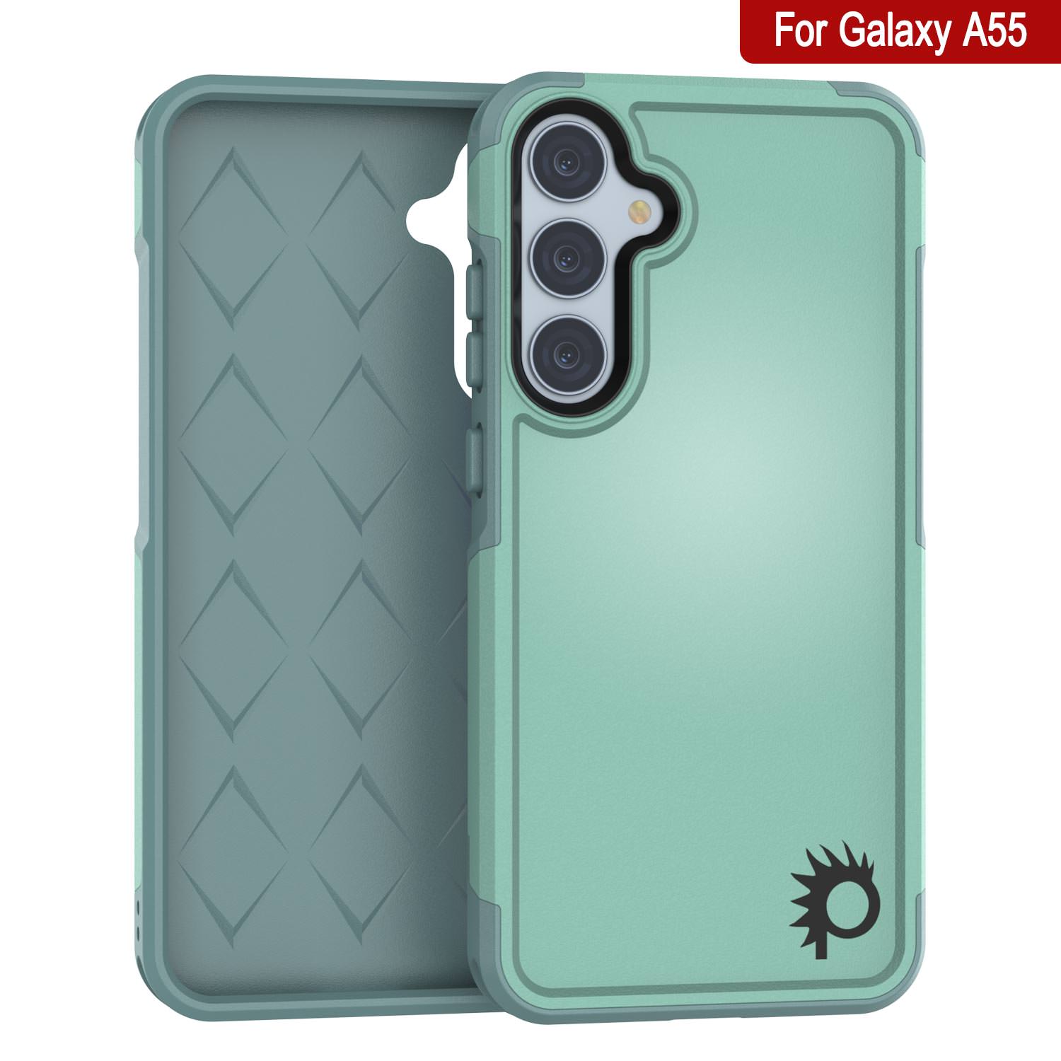 PunkCase Galaxy A55 Case, [Spartan 2.0 Series] Clear Rugged Heavy Duty Cover [Teal]