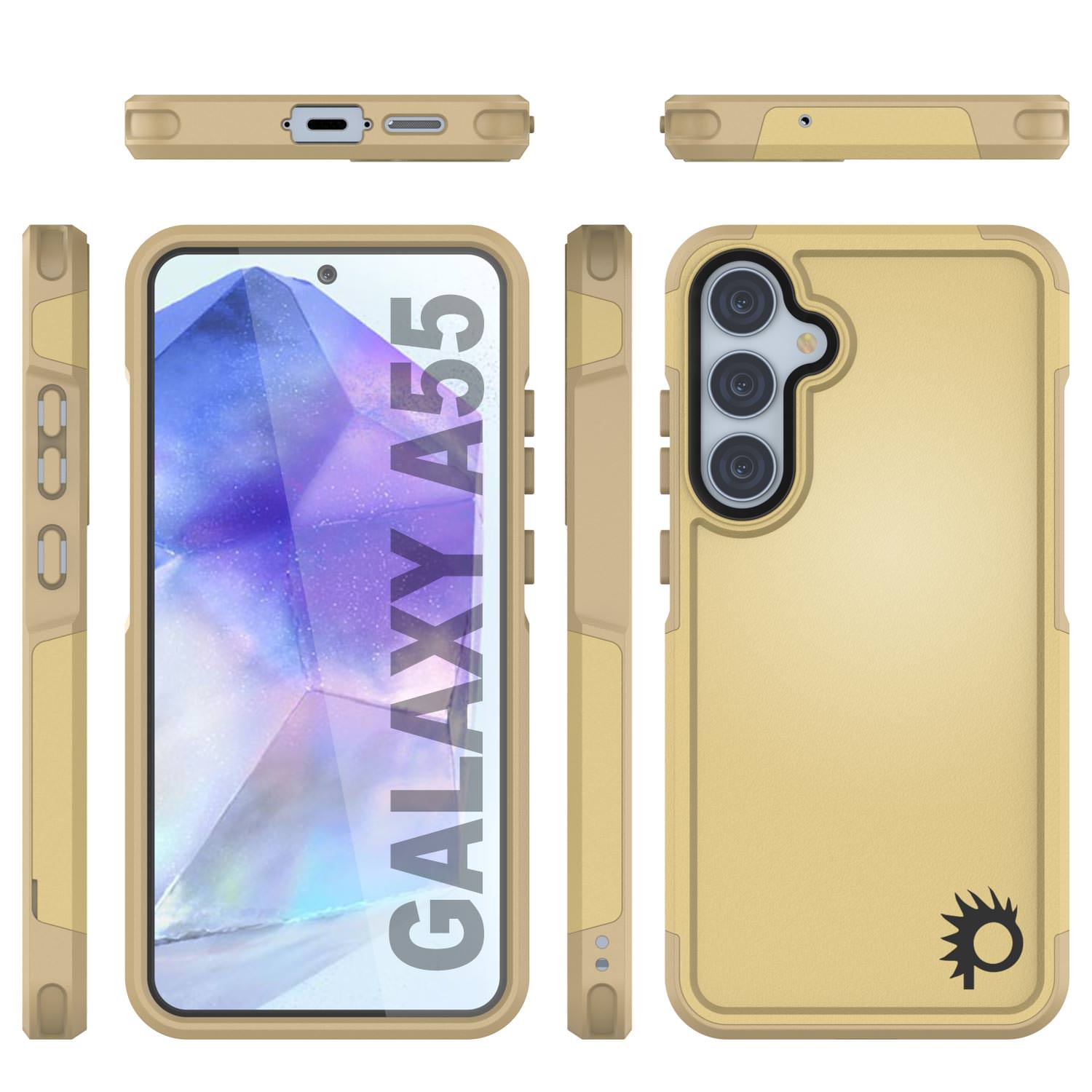 PunkCase Galaxy A55 Case, [Spartan 2.0 Series] Clear Rugged Heavy Duty Cover [Yellow]