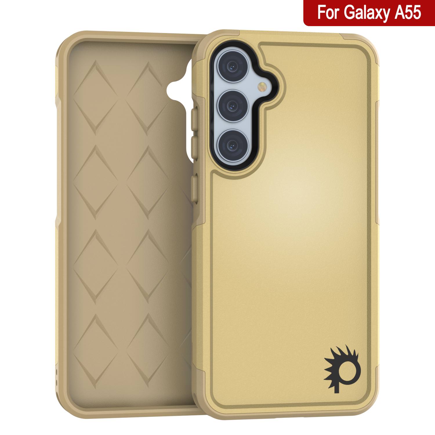 PunkCase Galaxy A55 Case, [Spartan 2.0 Series] Clear Rugged Heavy Duty Cover [Yellow]