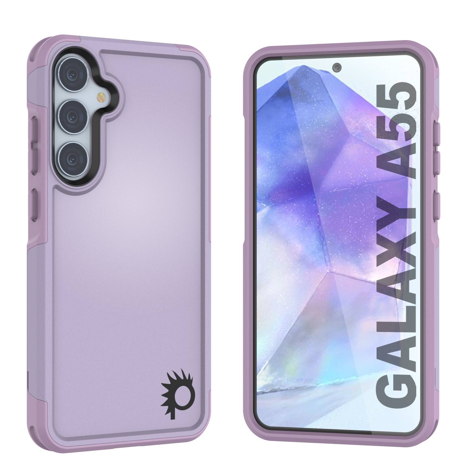 PunkCase Galaxy A55 Case, [Spartan 2.0 Series] Clear Rugged Heavy Duty Cover [Lilac]