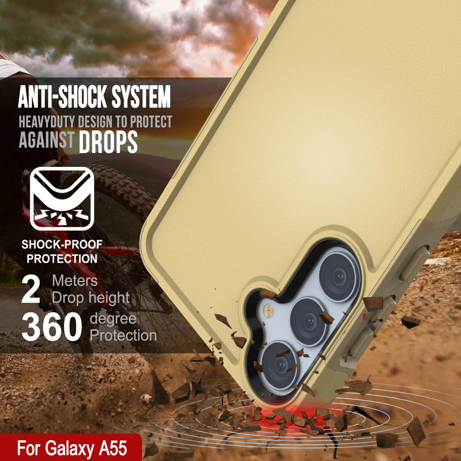 PunkCase Galaxy A55 Case, [Spartan 2.0 Series] Clear Rugged Heavy Duty Cover [Yellow]