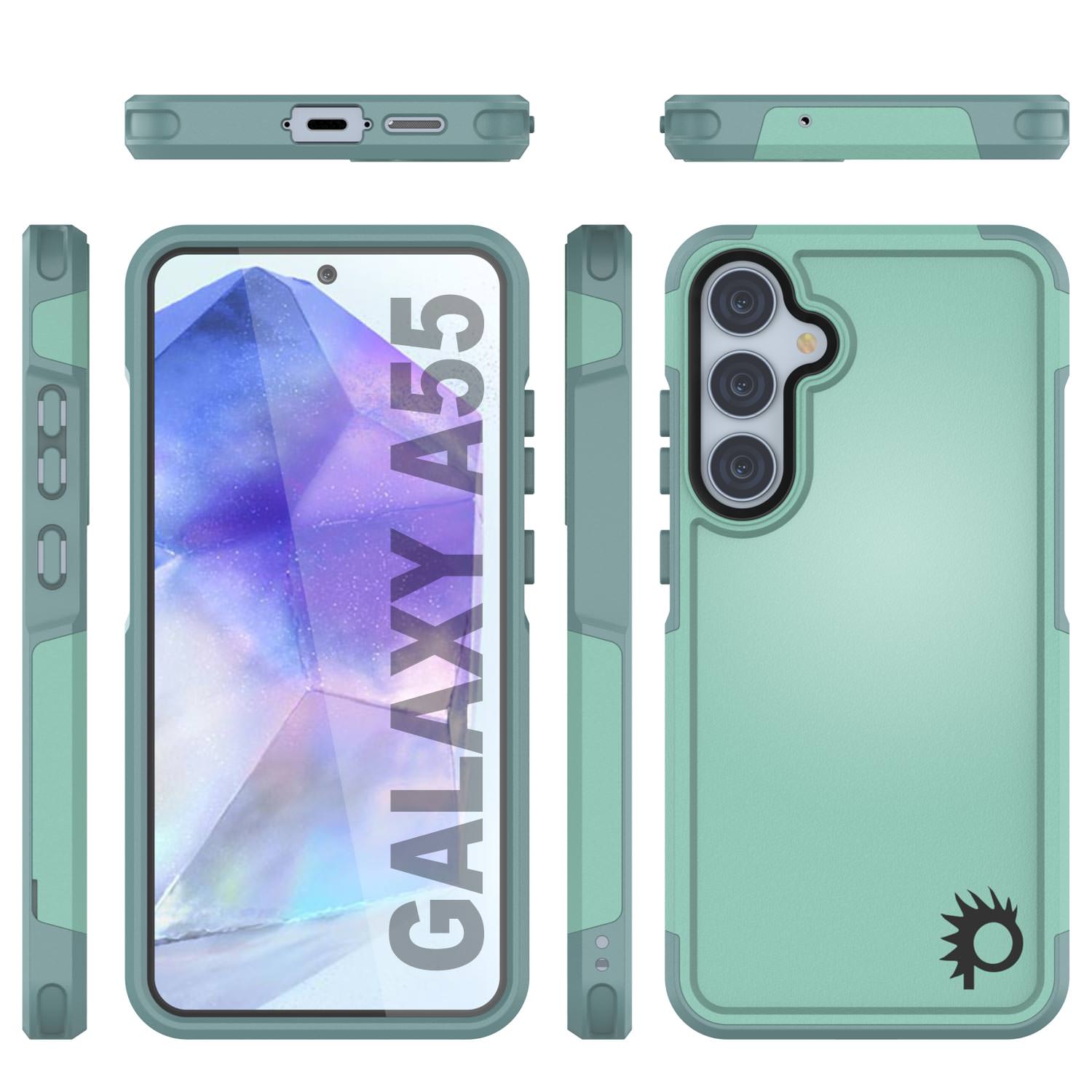 PunkCase Galaxy A55 Case, [Spartan 2.0 Series] Clear Rugged Heavy Duty Cover [Teal]