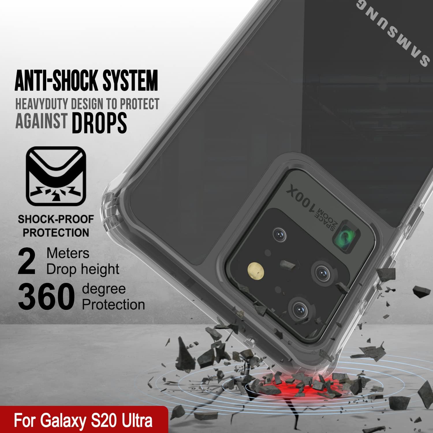 PunkCase Galaxy S20 Ultra Case [Air Hybrid II Series] Clear Protective Hard Shell