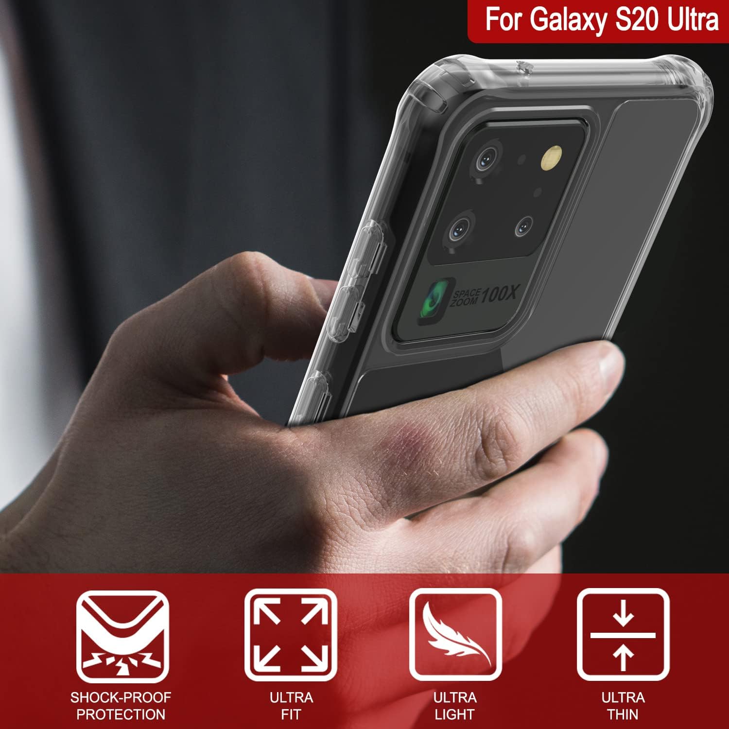 PunkCase Galaxy S20 Ultra Case [Air Hybrid II Series] Clear Protective Hard Shell