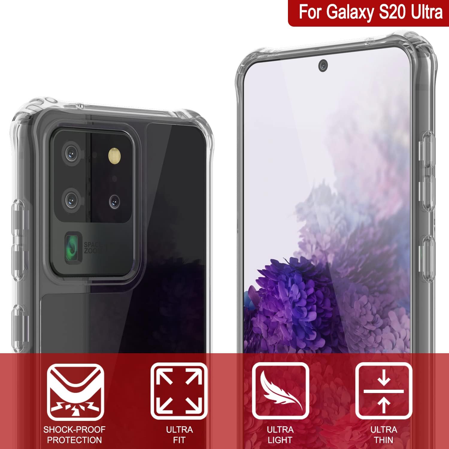 PunkCase Galaxy S20 Ultra Case [Air Hybrid II Series] Clear Protective Hard Shell