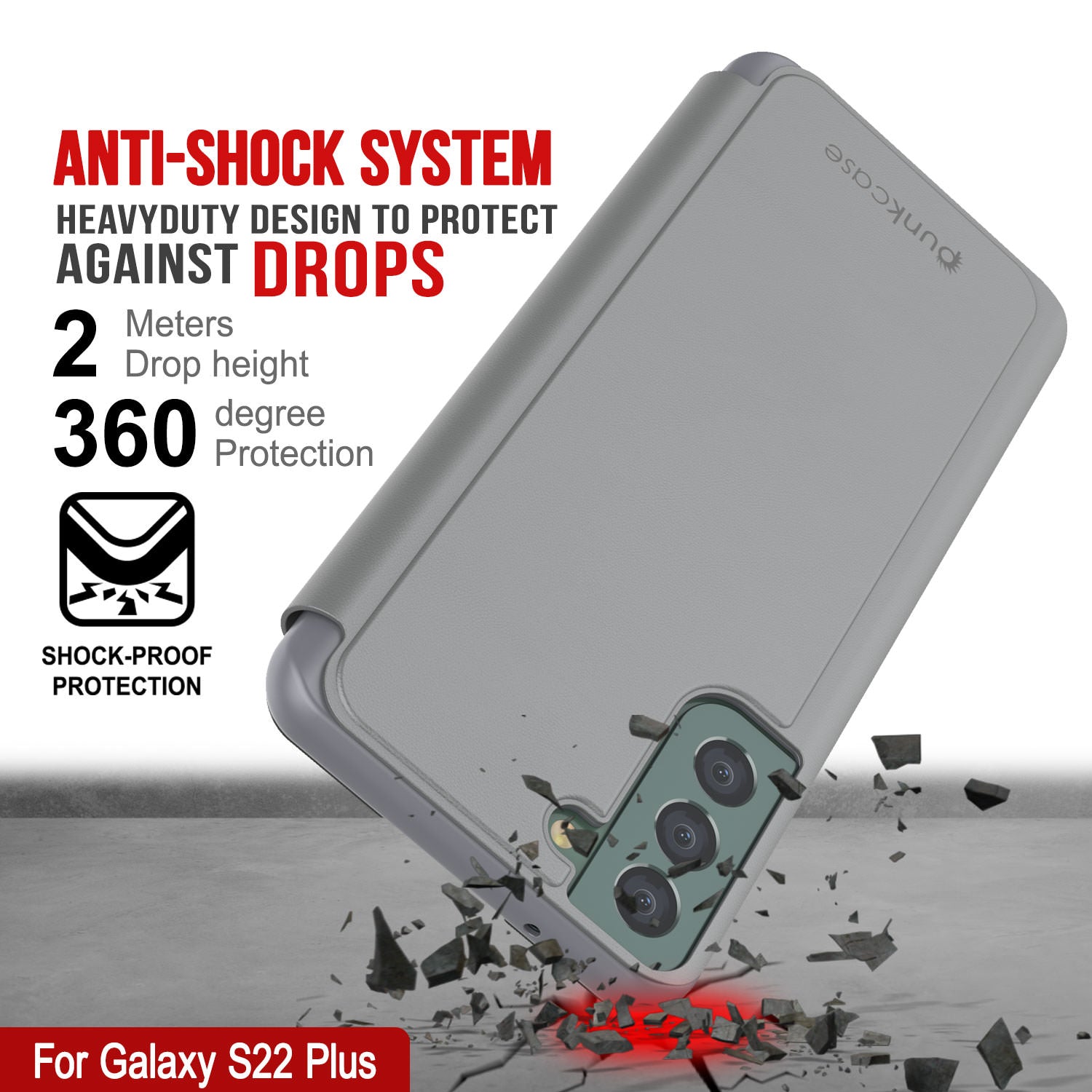 Punkcase Galaxy S22+ Plus Reflector Case Protective Flip Cover [Silver]