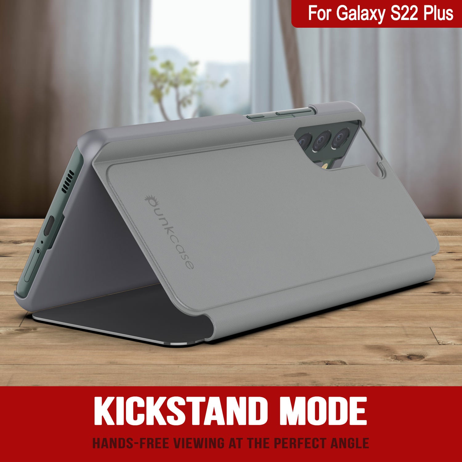 Punkcase Galaxy S22+ Plus Reflector Case Protective Flip Cover [Silver]