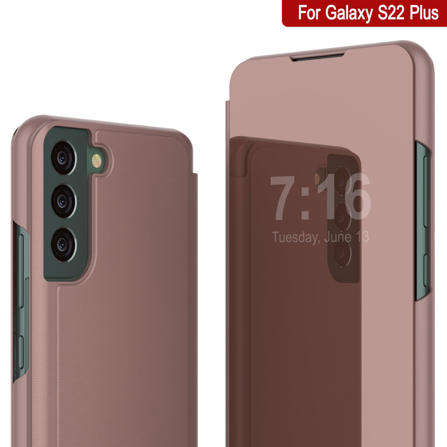 Punkcase Galaxy S22+ Plus Reflector Case Protective Flip Cover [Rose]