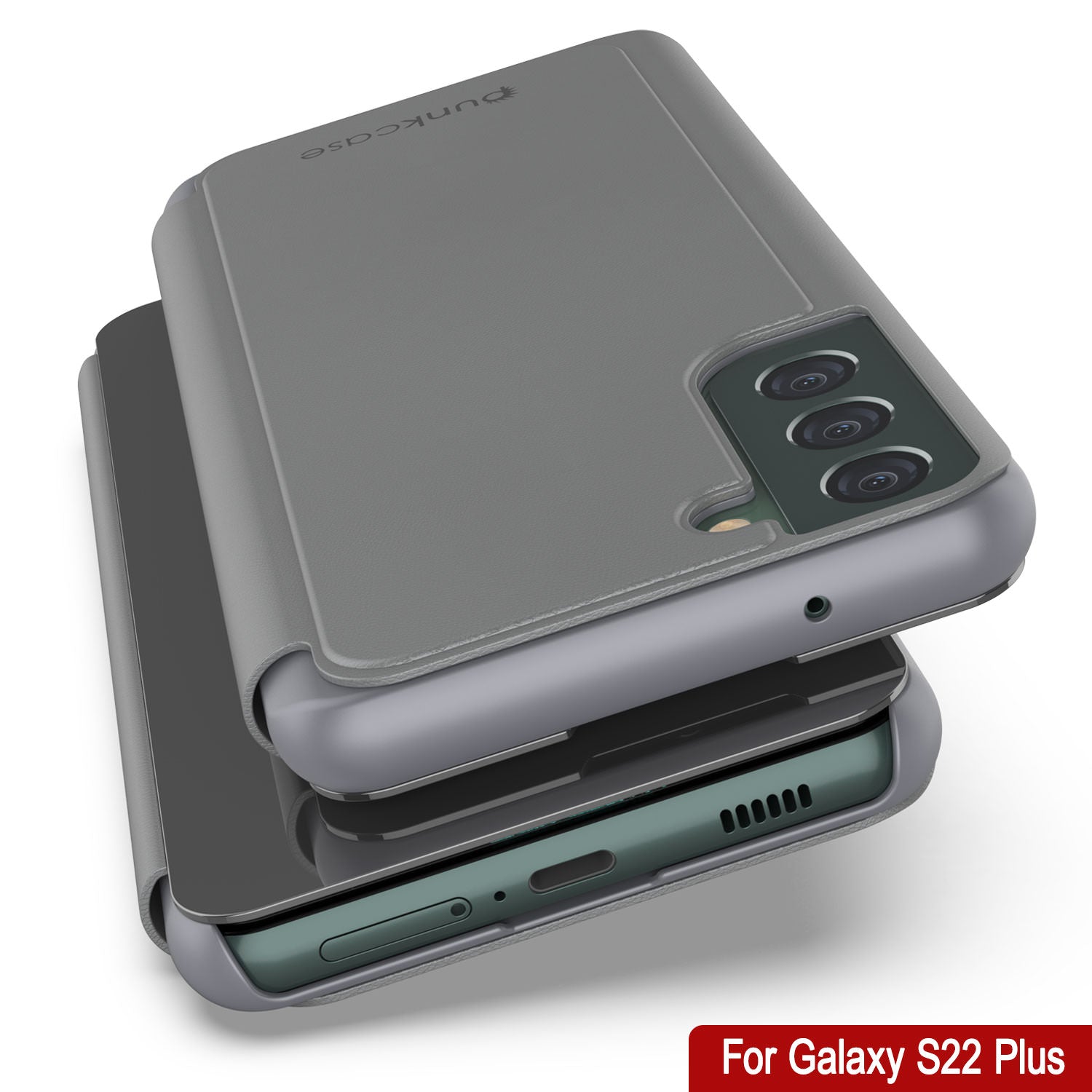 Punkcase Galaxy S22+ Plus Reflector Case Protective Flip Cover [Silver]