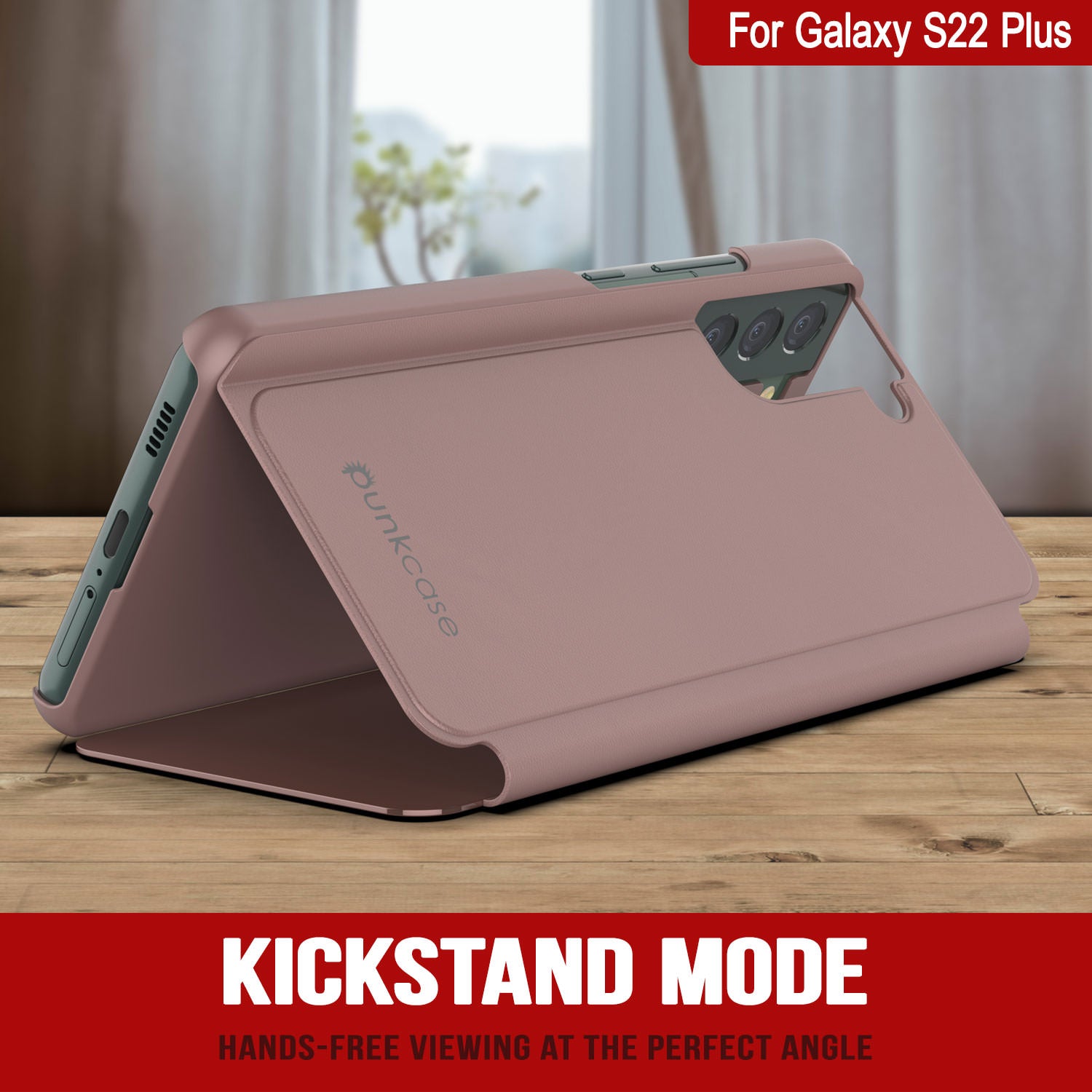 Punkcase Galaxy S22+ Plus Reflector Case Protective Flip Cover [Rose]
