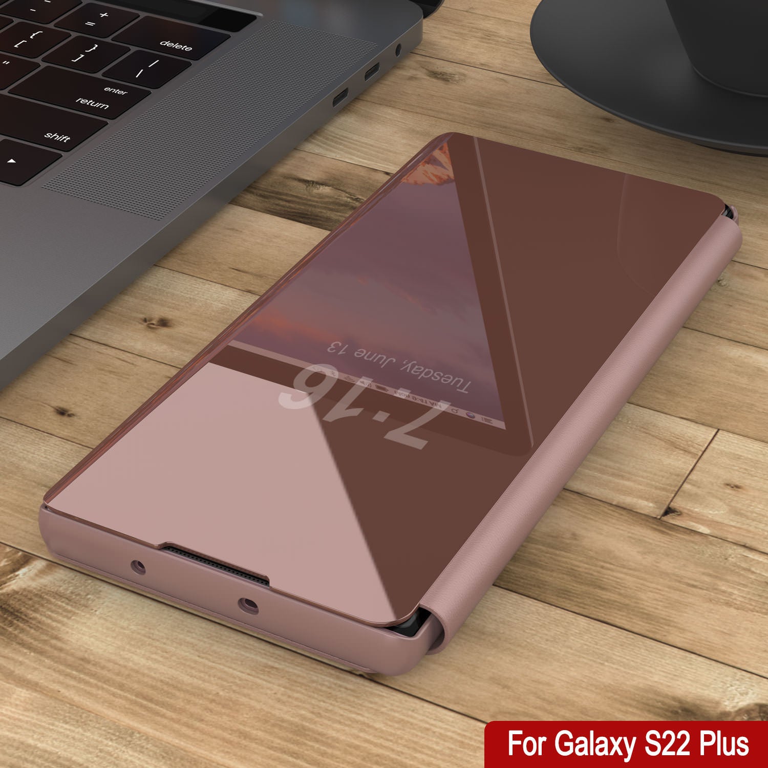 Punkcase Galaxy S22+ Plus Reflector Case Protective Flip Cover [Rose]