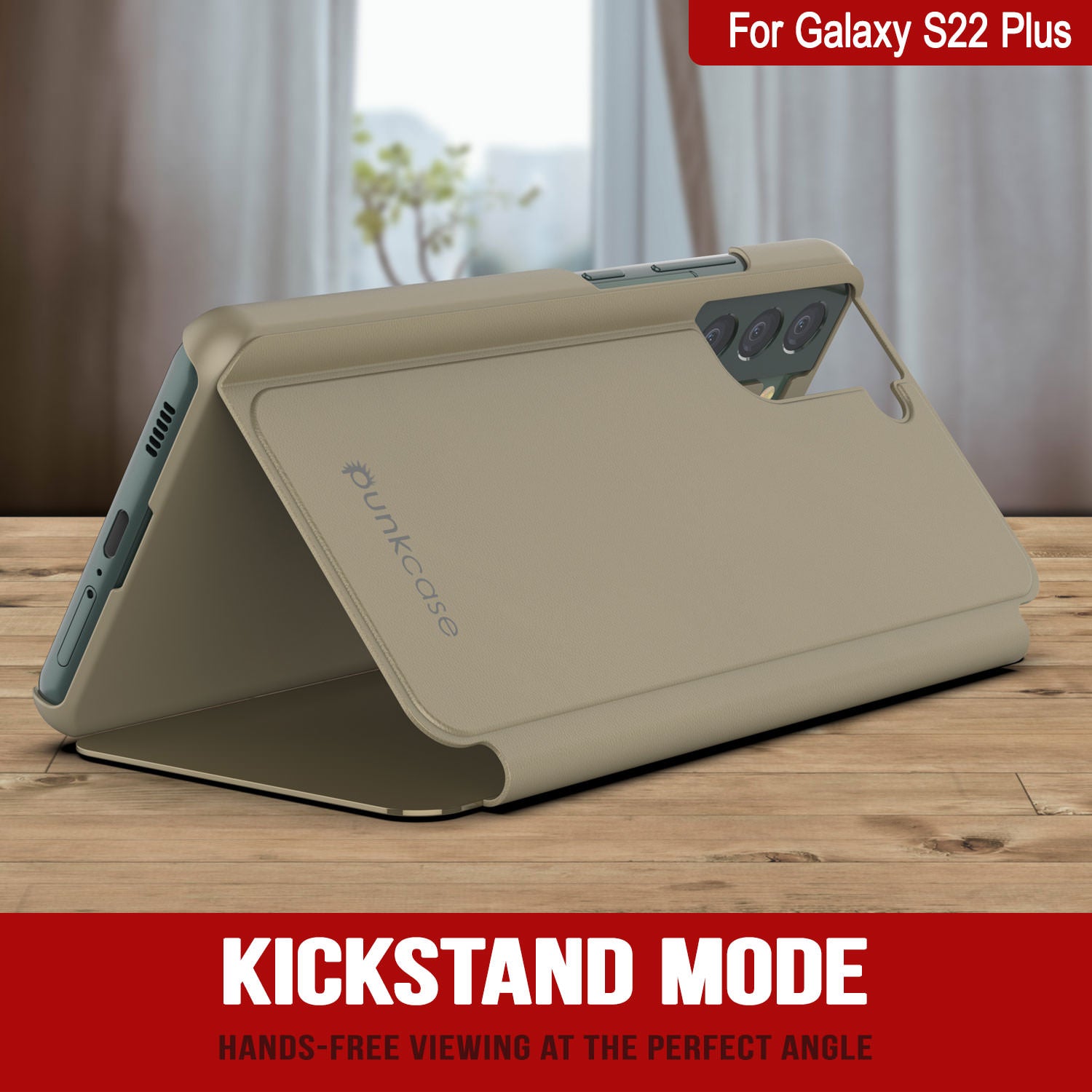 Punkcase Galaxy S22+ Plus Reflector Case Protective Flip Cover [Gold]