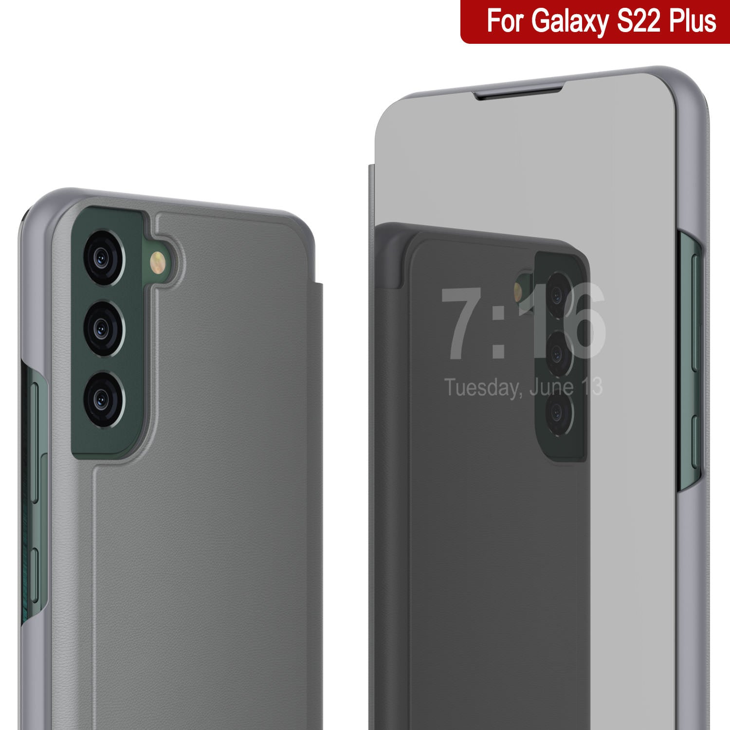 Punkcase Galaxy S22+ Plus Reflector Case Protective Flip Cover [Silver]