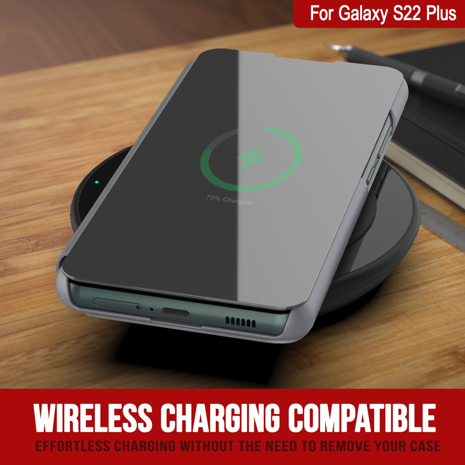 Punkcase Galaxy S22+ Plus Reflector Case Protective Flip Cover [Silver]