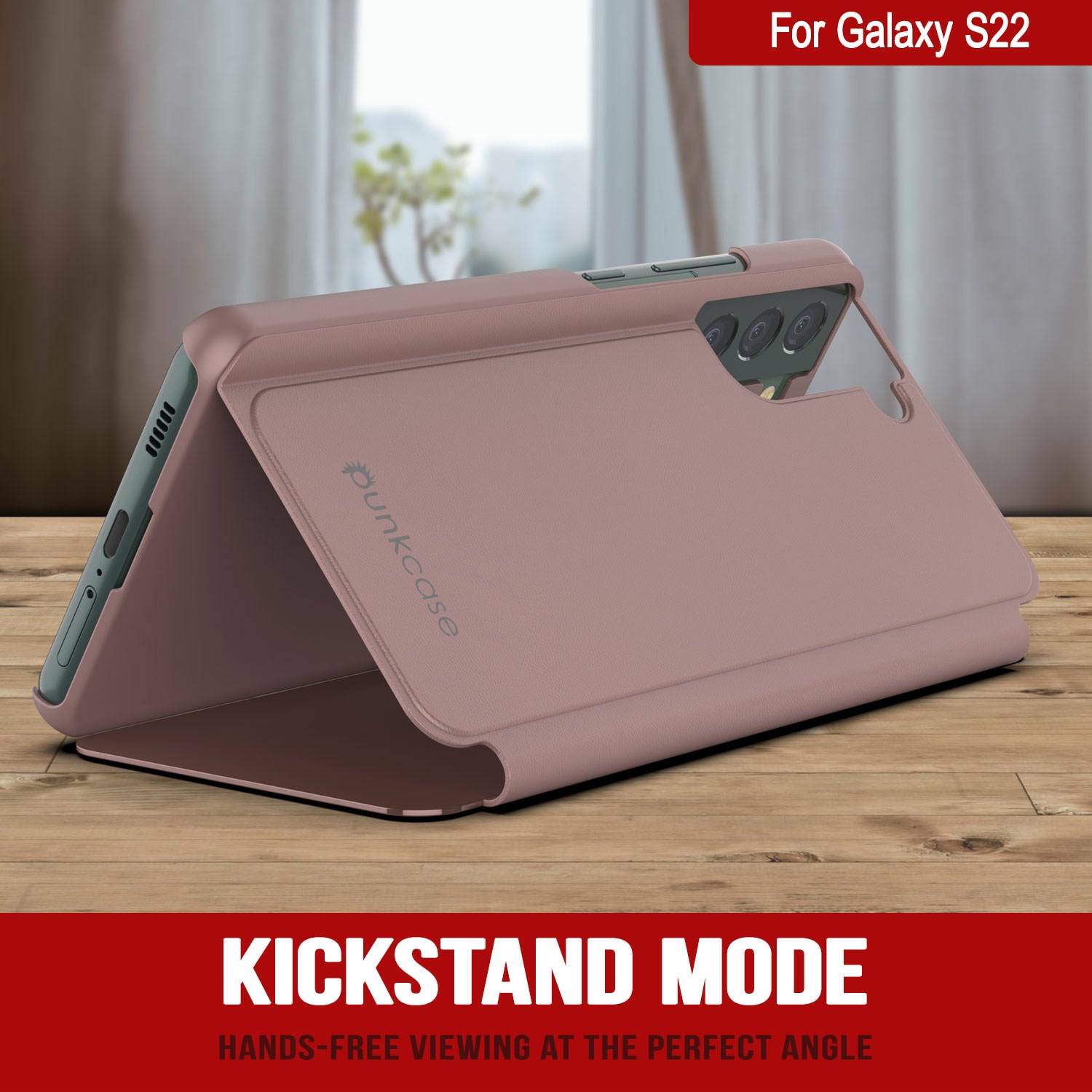 Punkcase Galaxy S22 Reflector Case Protective Flip Cover [Rose]