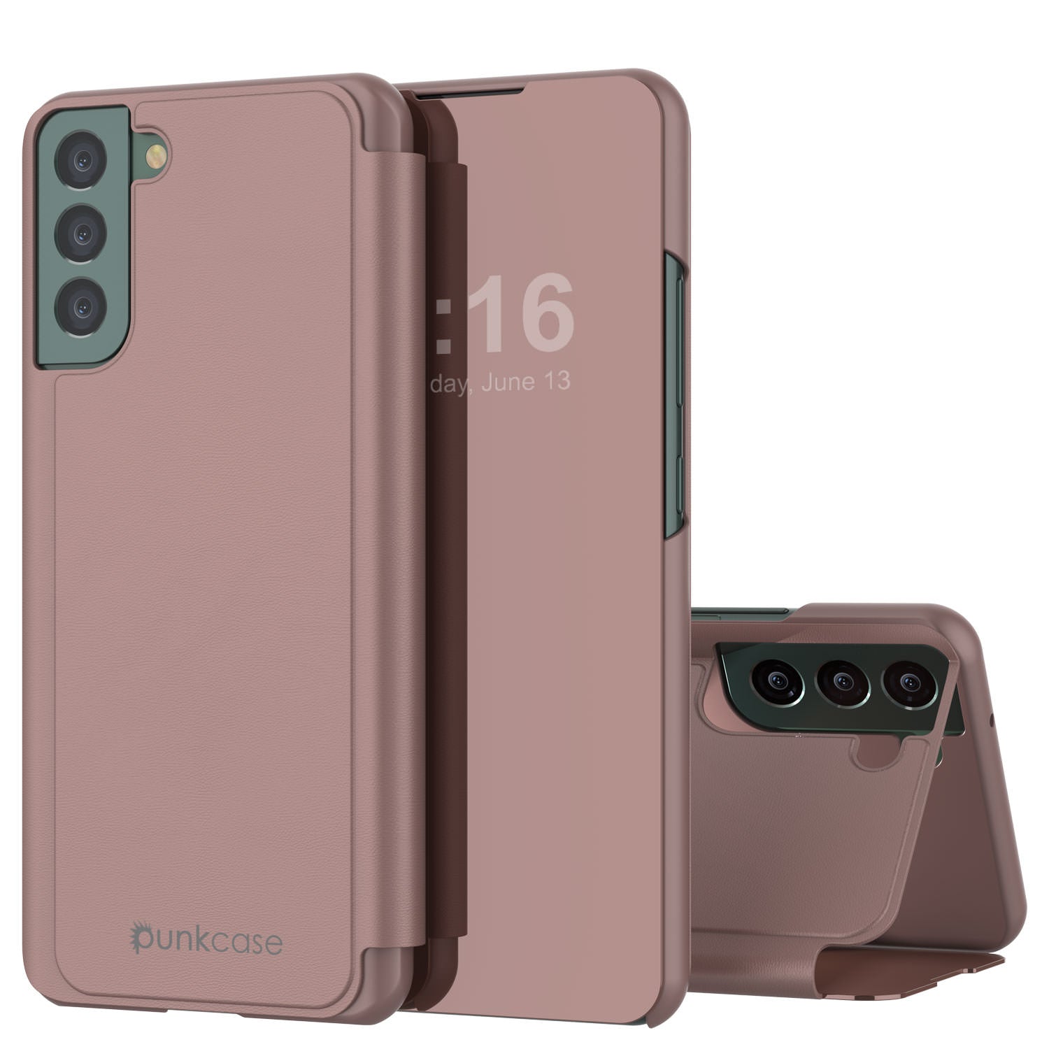 Punkcase Galaxy S22 Reflector Case Protective Flip Cover [Rose]