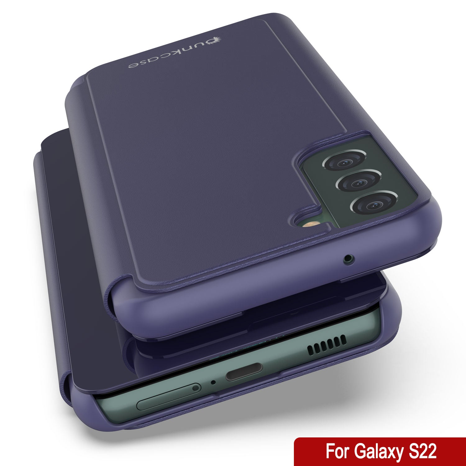 Punkcase Galaxy S22 Reflector Case Protective Flip Cover [Purple]