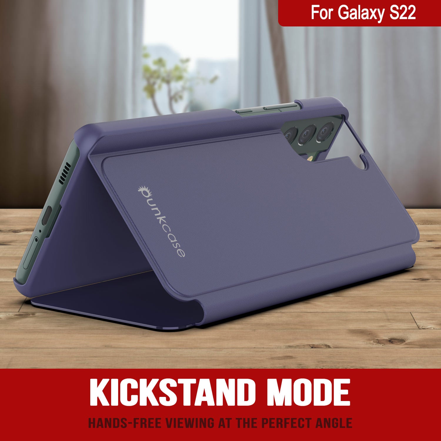 Punkcase Galaxy S22 Reflector Case Protective Flip Cover [Purple]