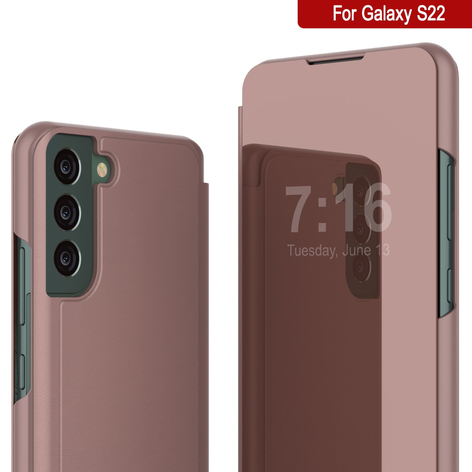 Punkcase Galaxy S22 Reflector Case Protective Flip Cover [Rose]