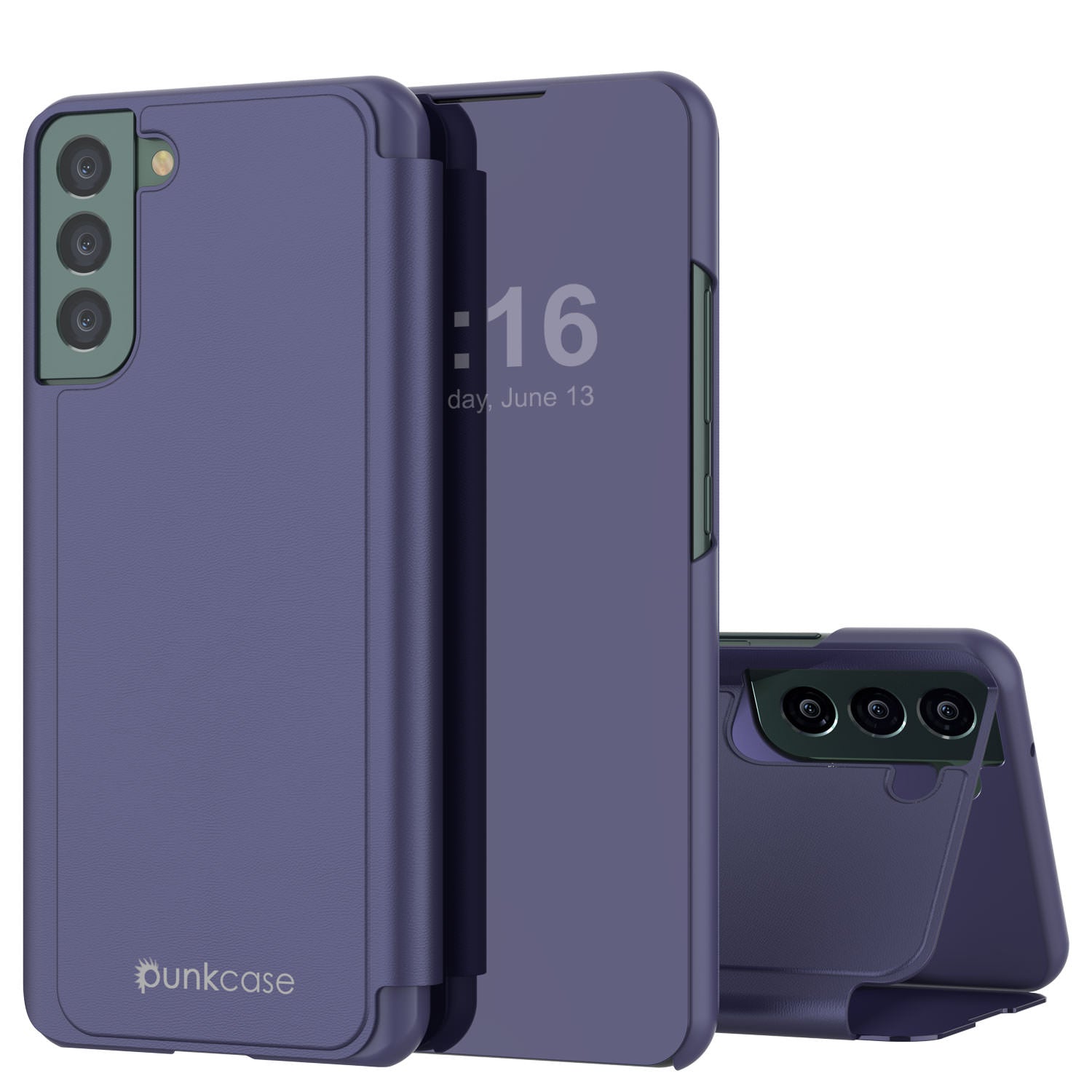 Punkcase Galaxy S22 Reflector Case Protective Flip Cover [Purple]