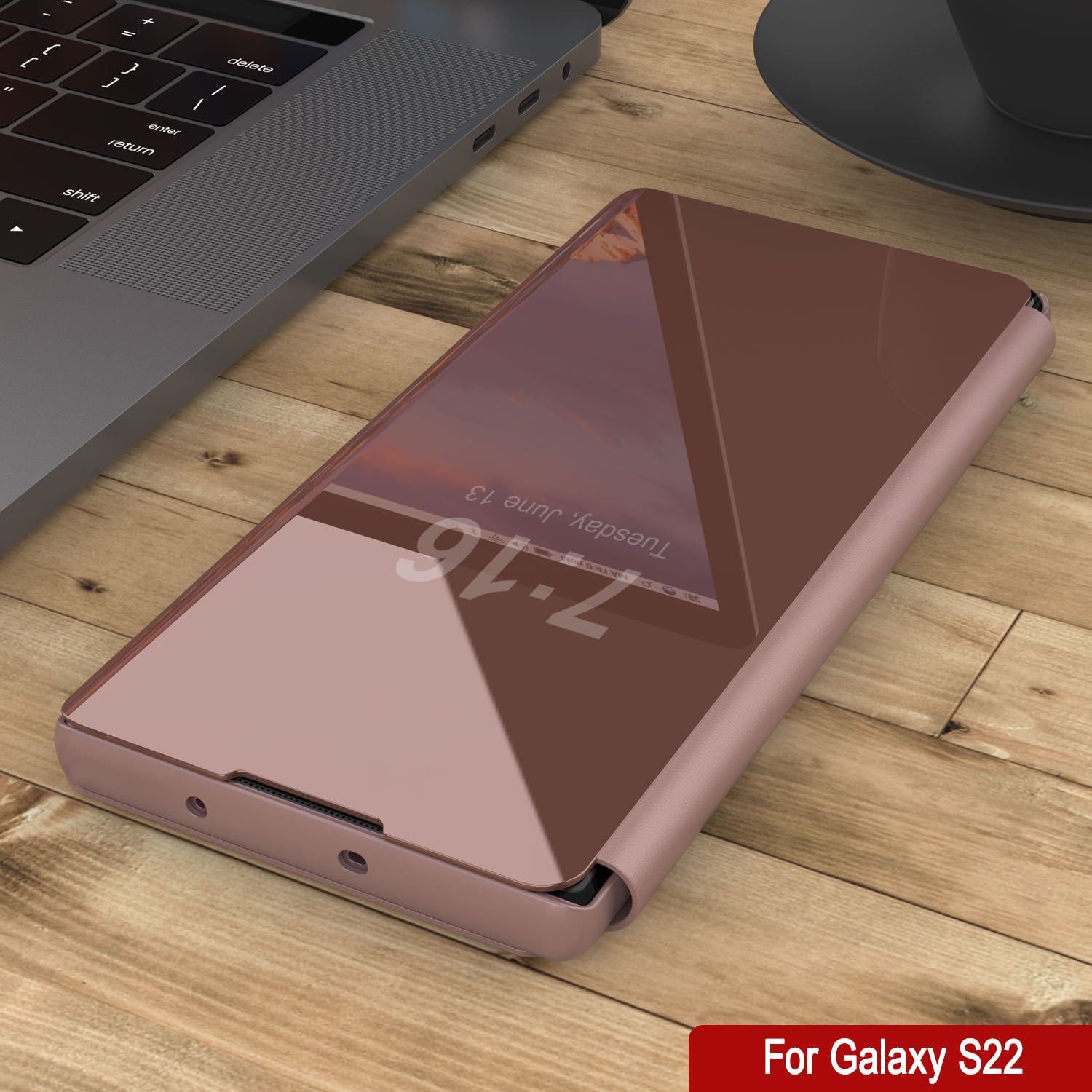 Punkcase Galaxy S22 Reflector Case Protective Flip Cover [Rose]