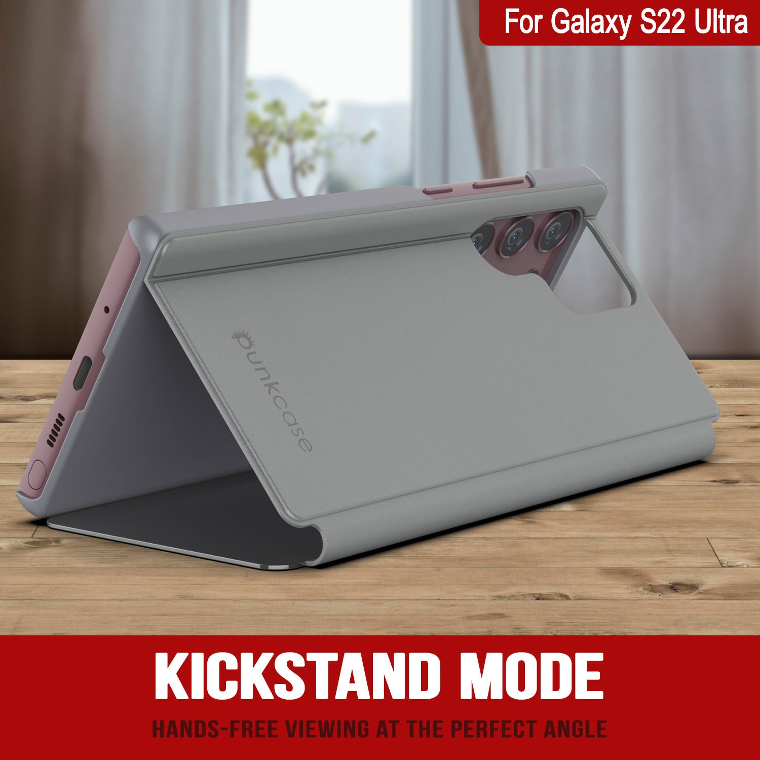 Punkcase Galaxy S22 Ultra Reflector Case Protective Flip Cover [Silver]