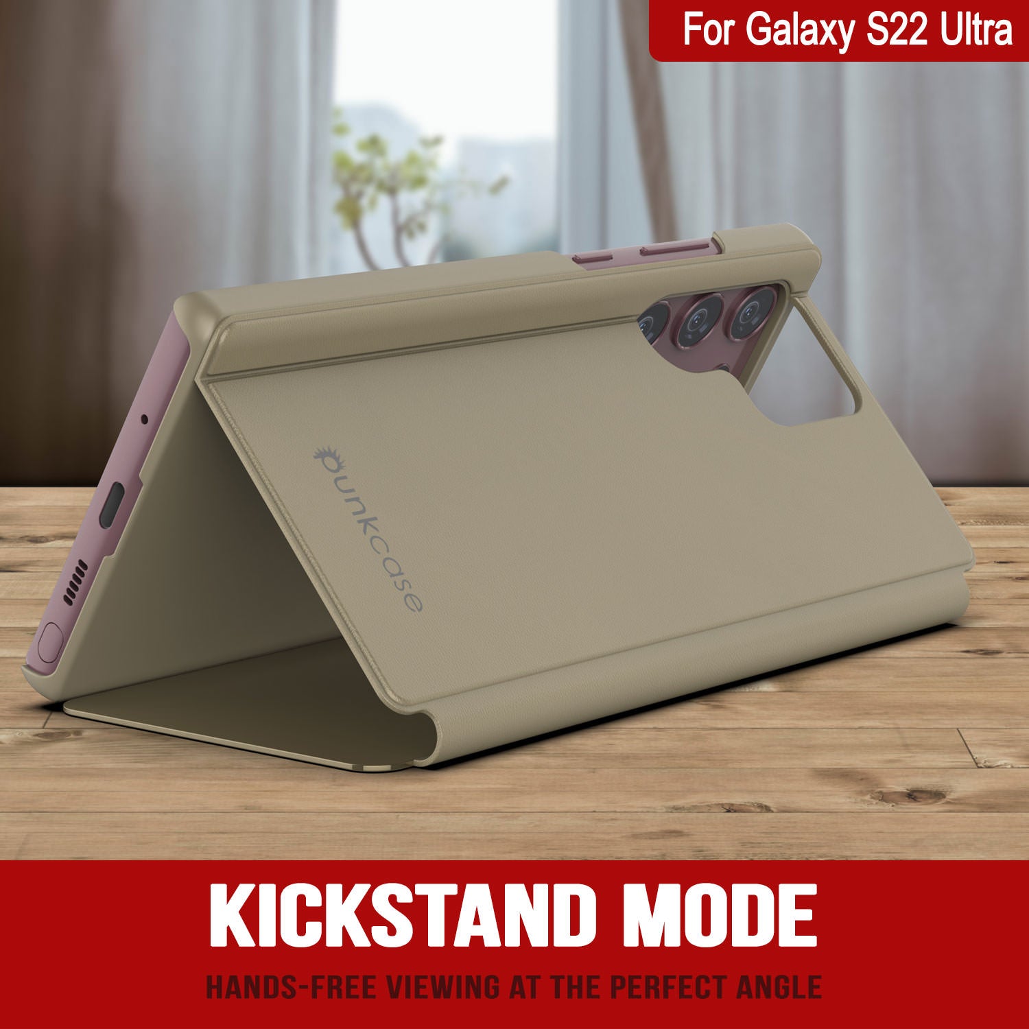 Punkcase Galaxy S22 Ultra Reflector Case Protective Flip Cover [Gold]