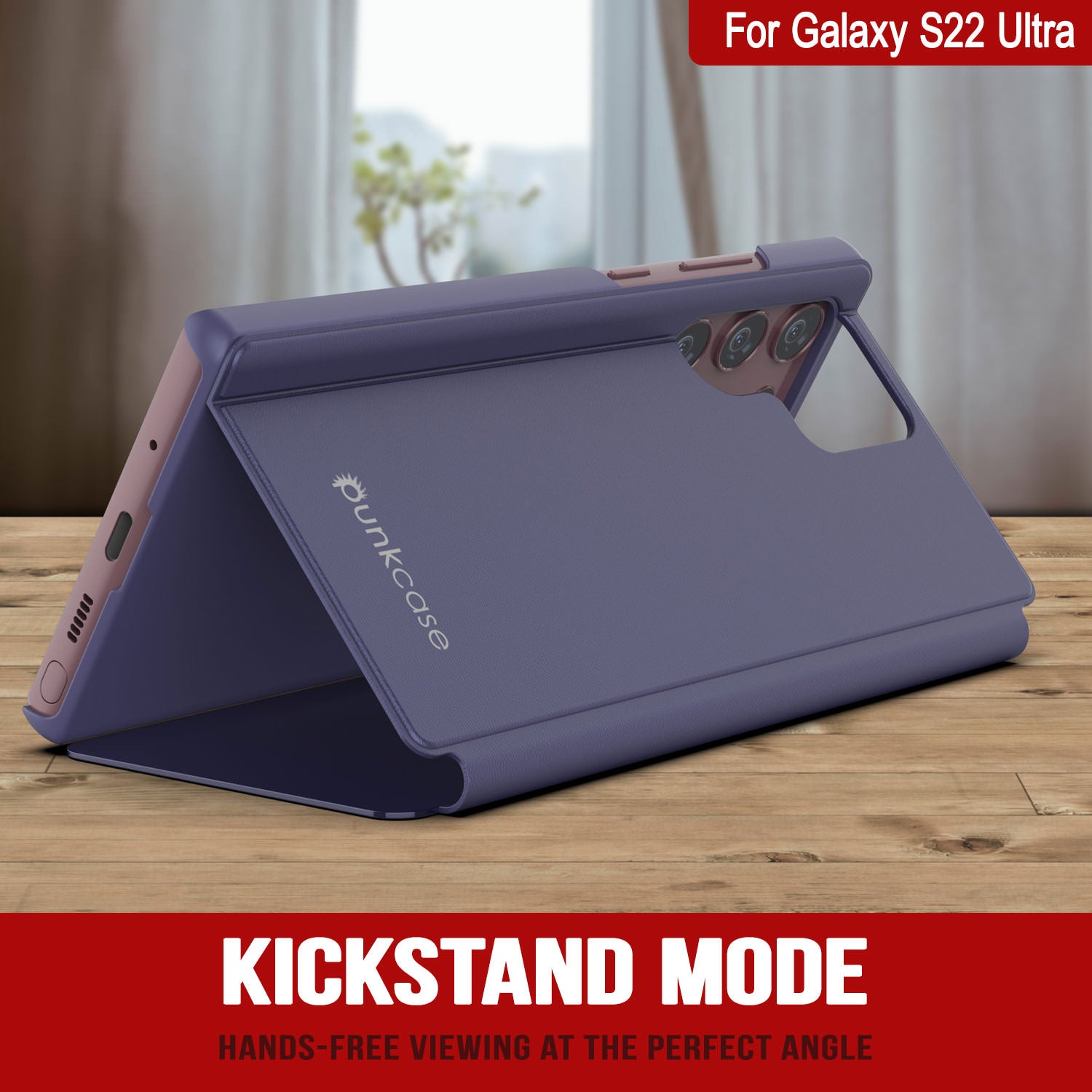 Punkcase Galaxy S22 Ultra Reflector Case Protective Flip Cover [Purple]