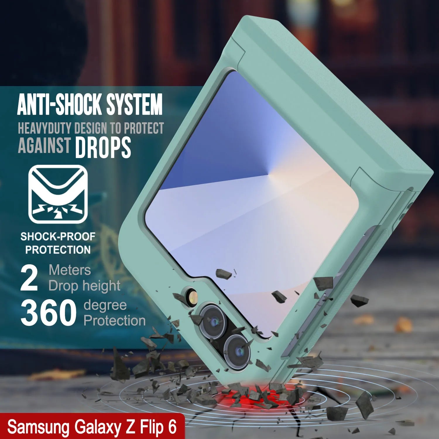 Galaxy Z Flip6 Card Holder Case [Crystal CardSlot Series] [Slim Fit] [Teal]