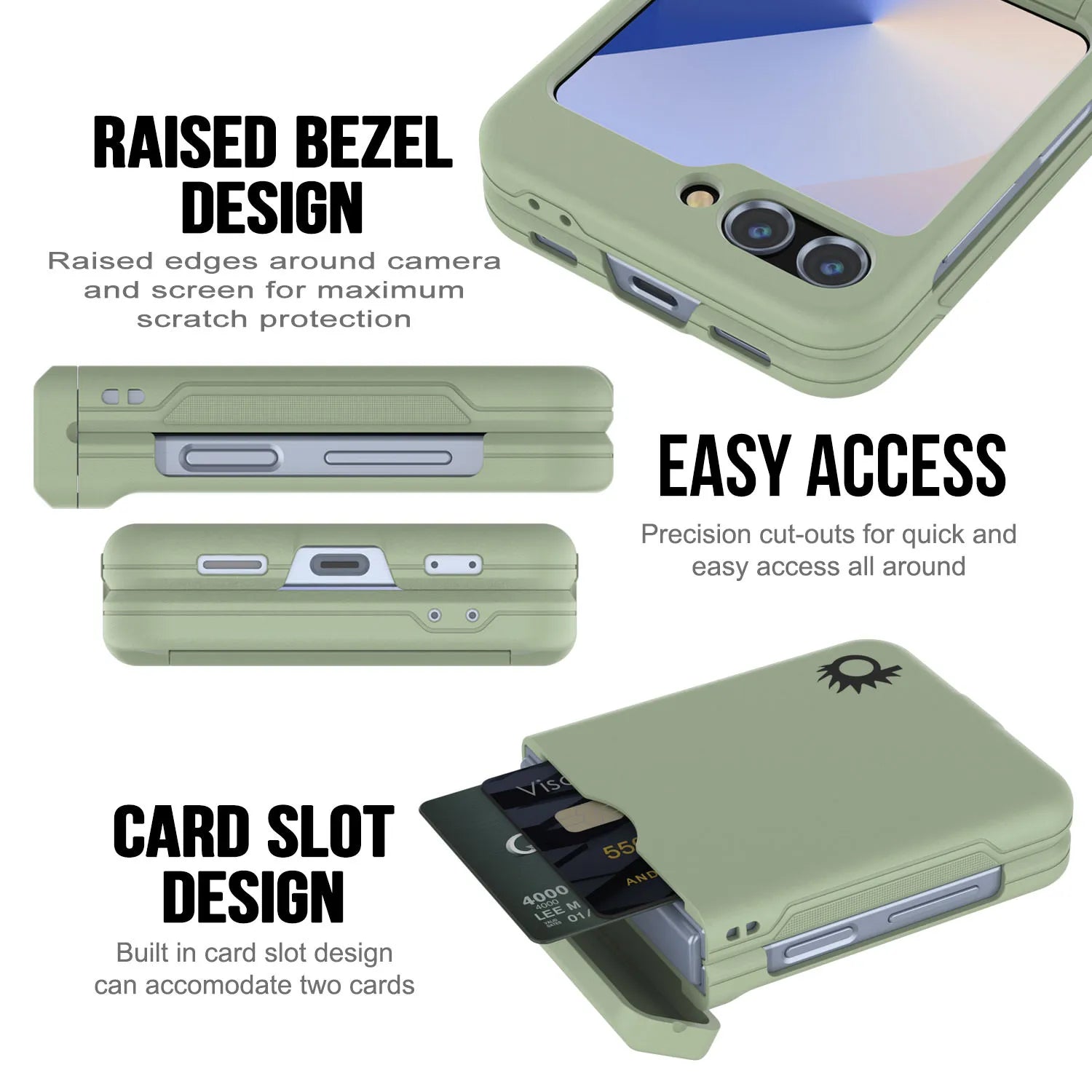 Galaxy Z Flip6 Card Holder Case [Crystal CardSlot Series] [Slim Fit] [Light Green]