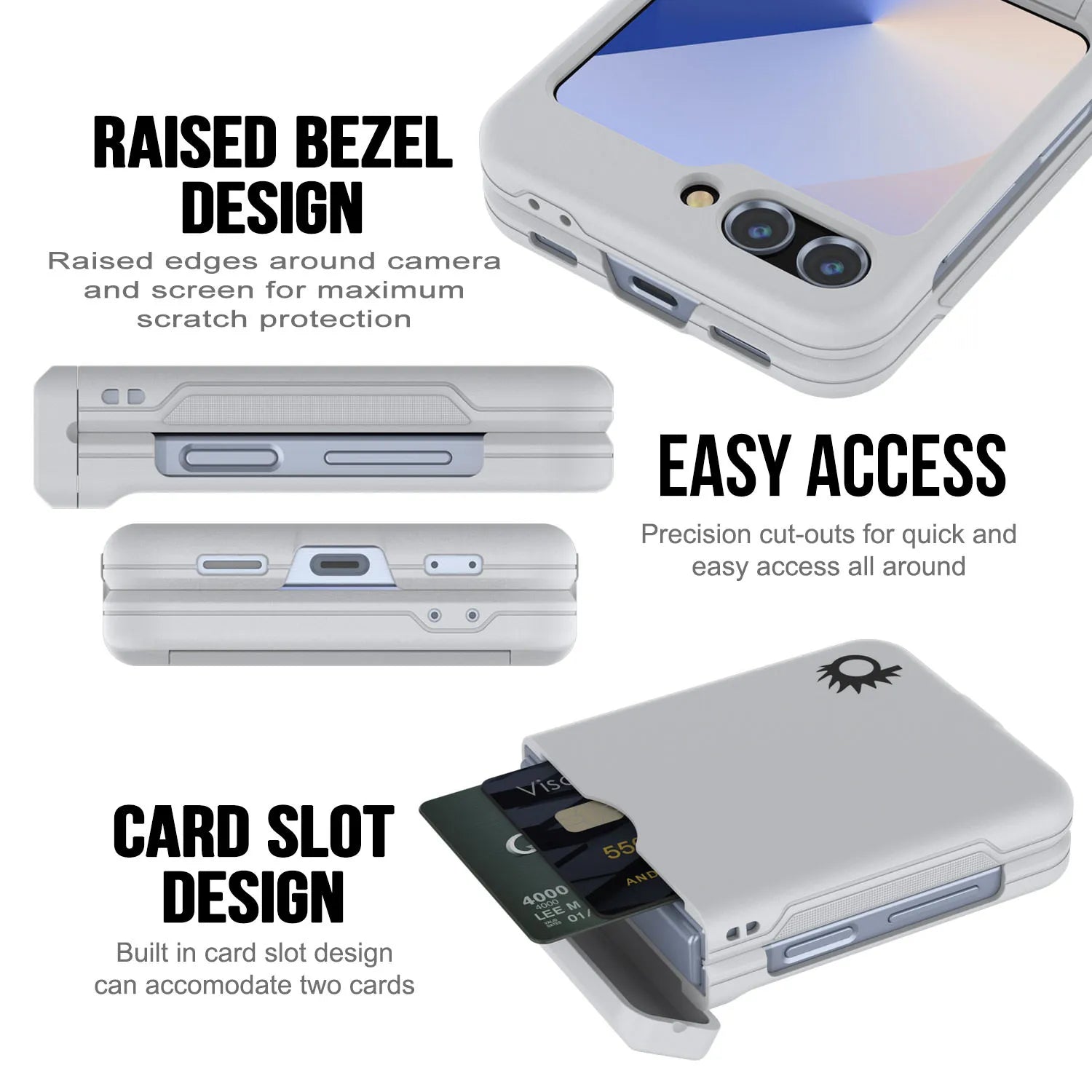 Galaxy Z Flip6 Card Holder Case [Crystal CardSlot Series] [Slim Fit] [White]