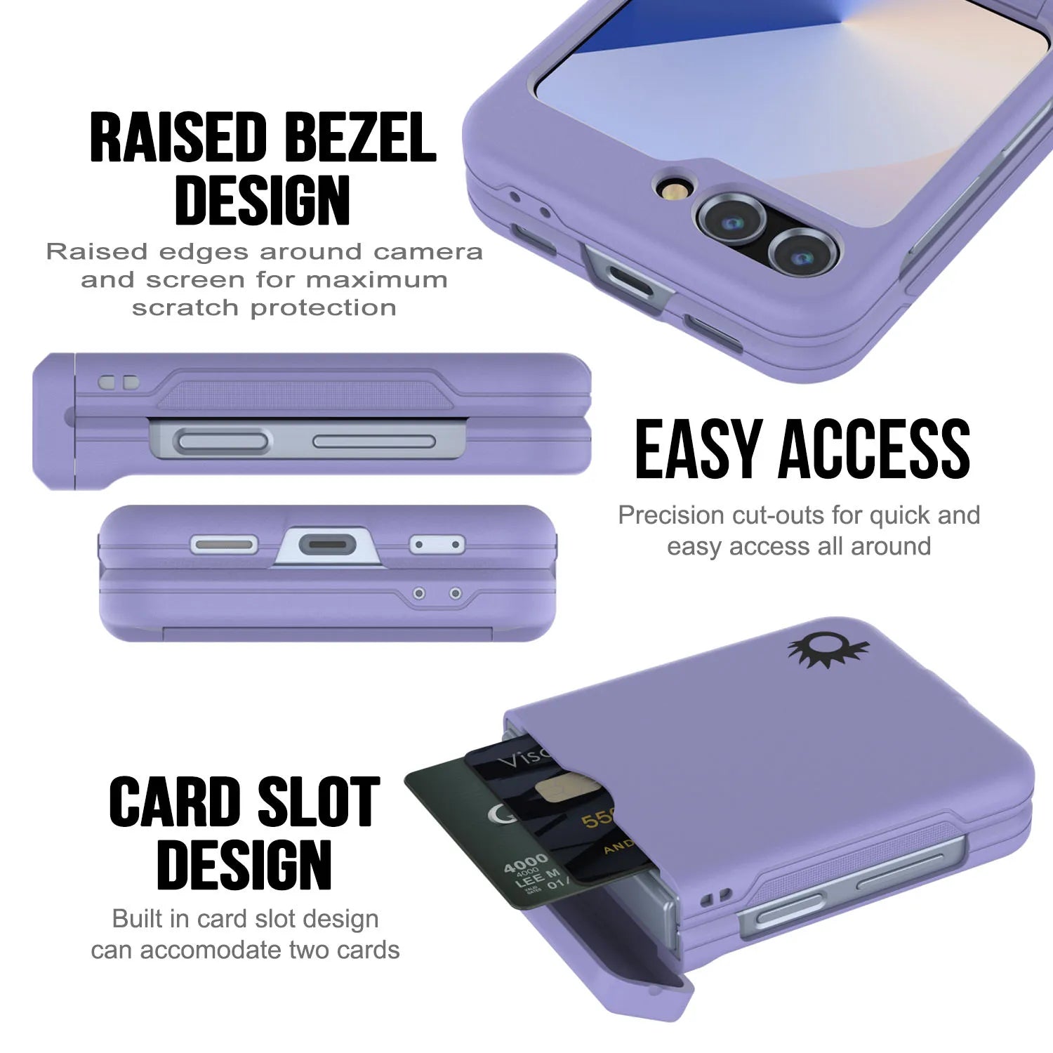 Galaxy Z Flip6 Card Holder Case [Crystal CardSlot Series] [Slim Fit] [Lavender]