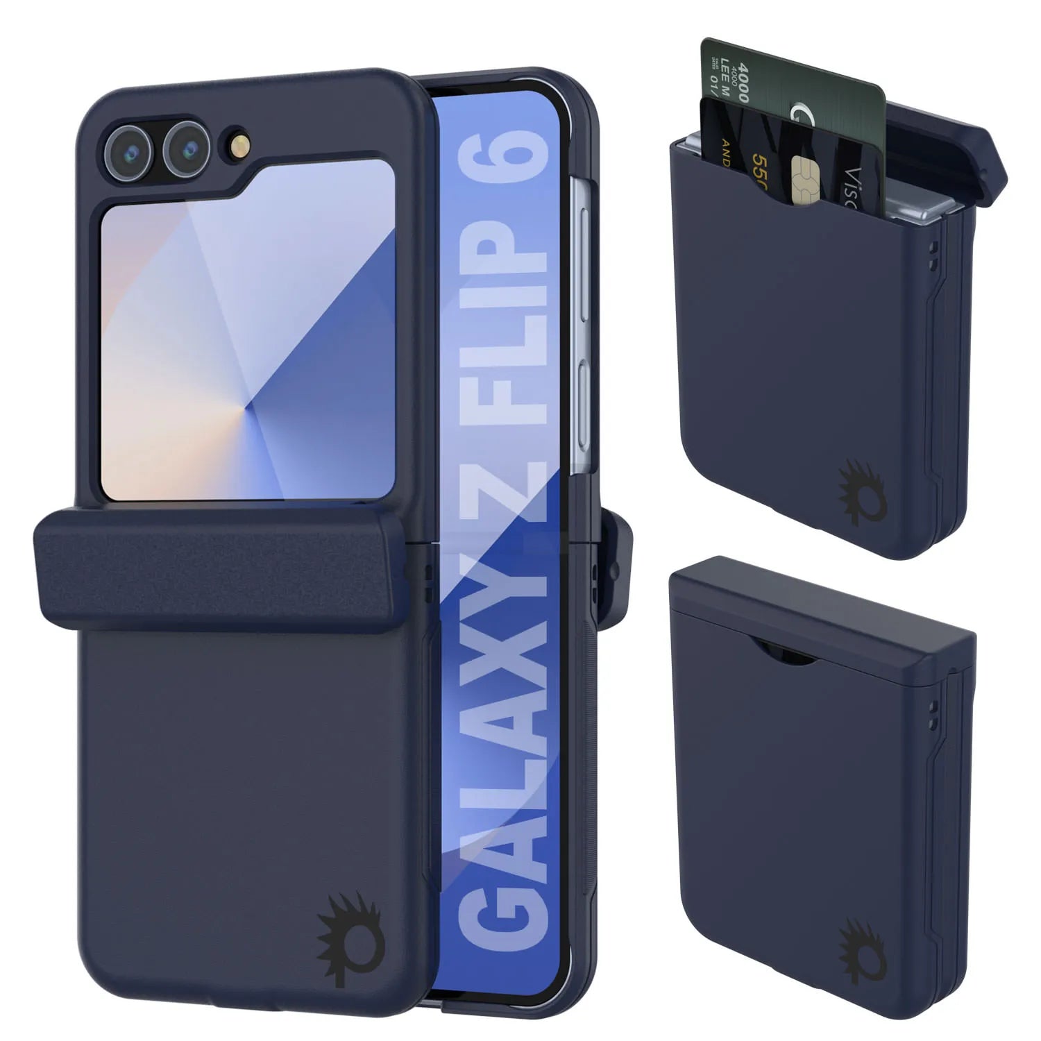 Galaxy Z Flip6 Card Holder Case [Crystal CardSlot Series] [Slim Fit] [Navy Blue]